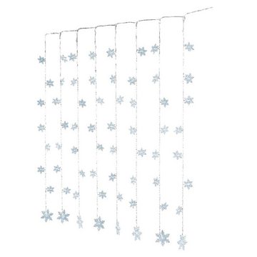 MARELIDA LED-Lichtervorhang LED Lichtervorhang Schneeflocken 64 LED 1,2mx1m Innen Weihnachten, 64-flammig