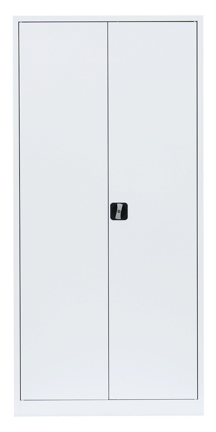 Steelboxx Mehrzweckschrank Aktenschrank Türen: Komplett RAL RAL 9003 montiert, notwendig Montage Signalweiß/ Weiß Signalweiß (1-St) abschließbar Metallschrank 195x92,5x42,2cm Büroschrank Korpus: 9003 keine 