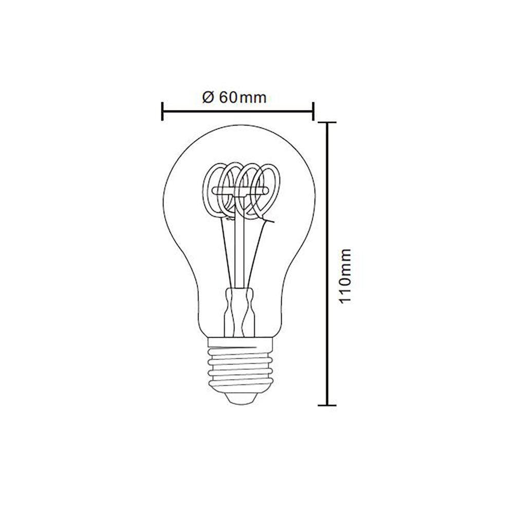 E27 Globo LED-Leuchtmittel, Glas Lampe 4 LED 200lm VINTAGE amber Watt Edison Leuchtmittel