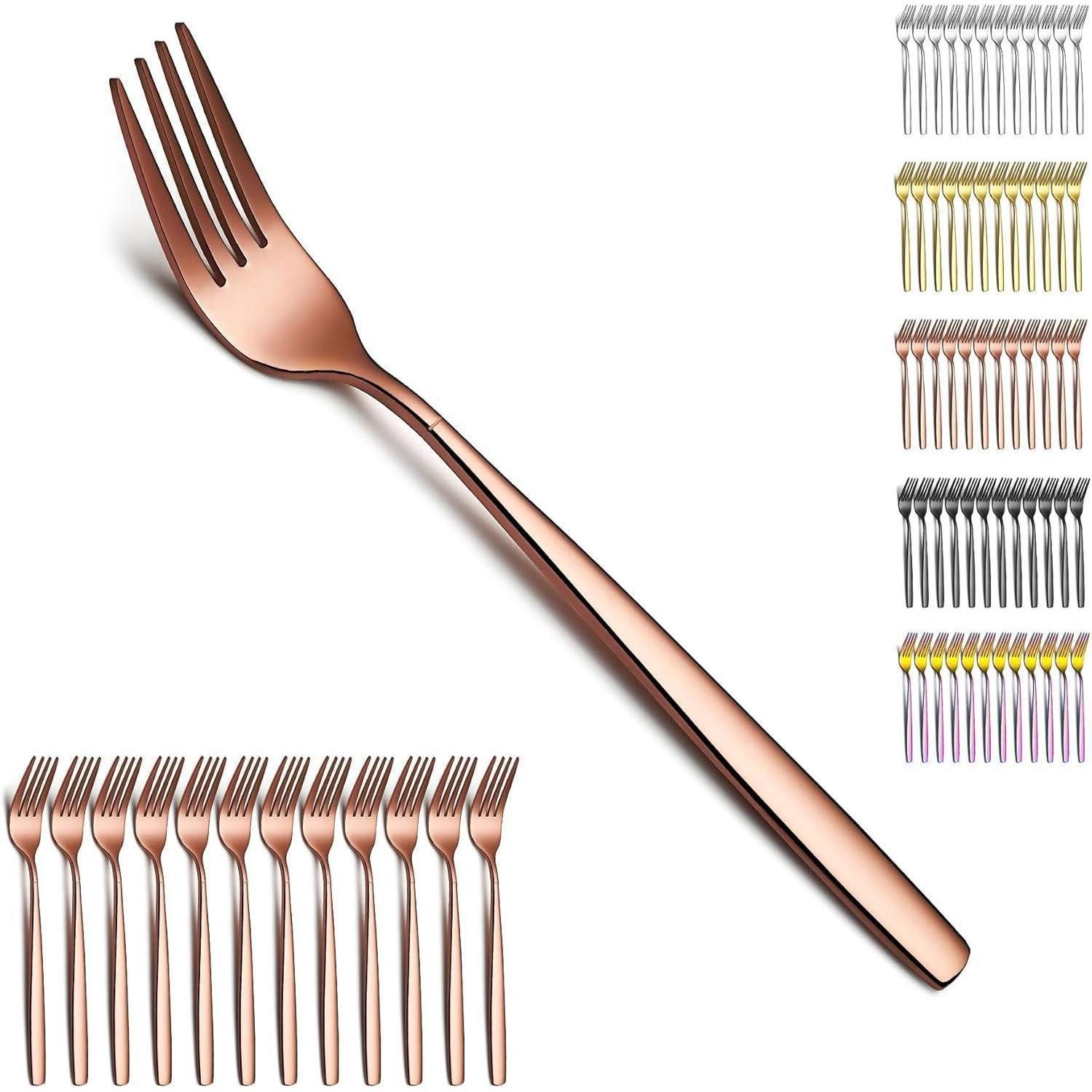 LuxusKollektion Besteck-Set Tafelgabeln Roségold Edelstahl Titanverkupferung 12er Set 5. Roségold