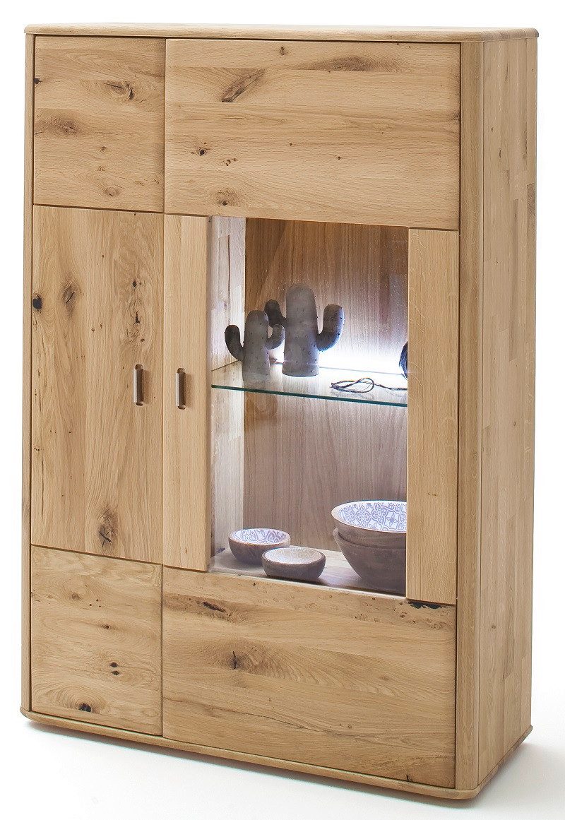 MCA furniture Vitrine Highboard Ravello links, Balkeneiche Bianco, ohne Beleuchtung