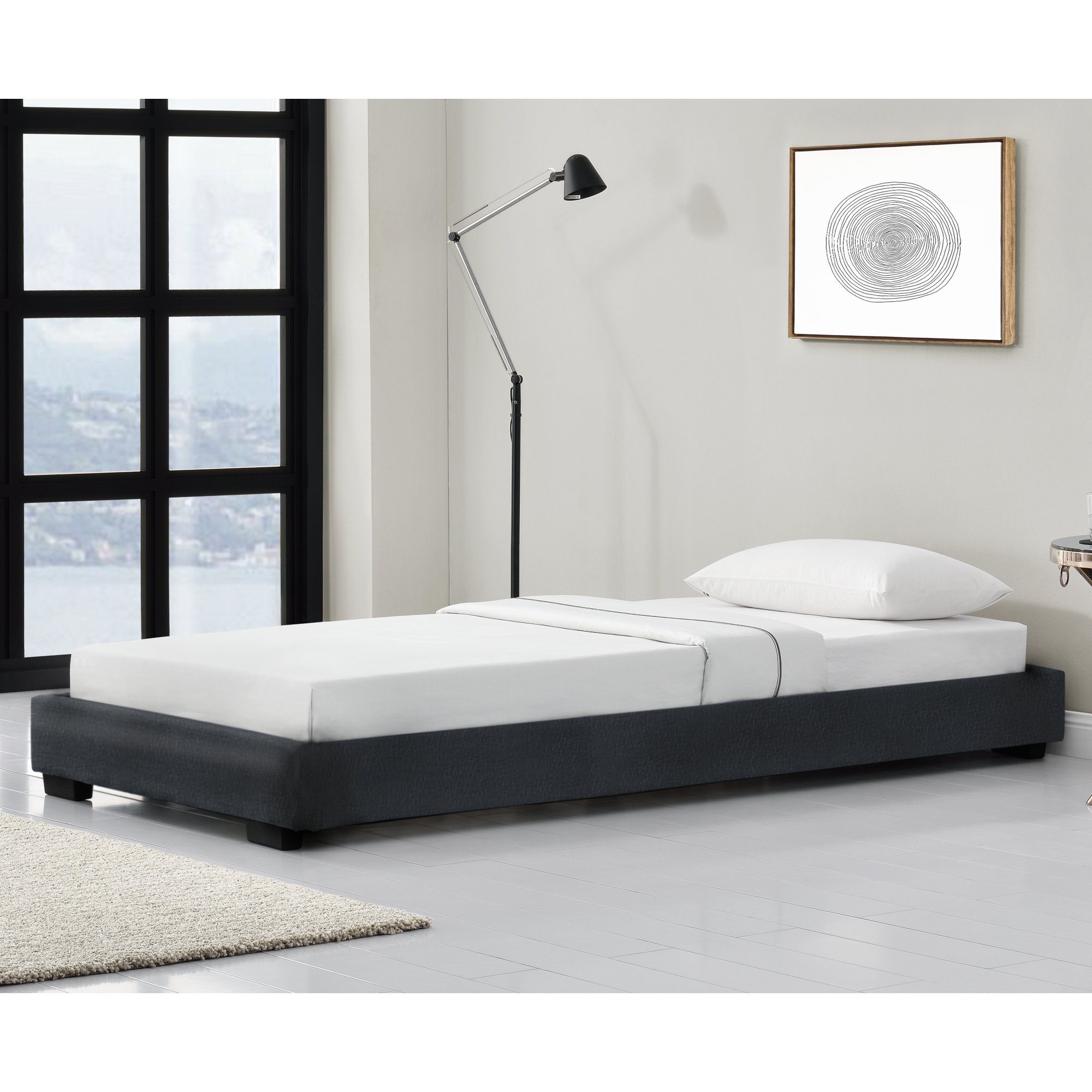Corium Polsterbett, »Masari« Modernes Bett 90x200cm mit Lattenrost schwarz Kunstleder