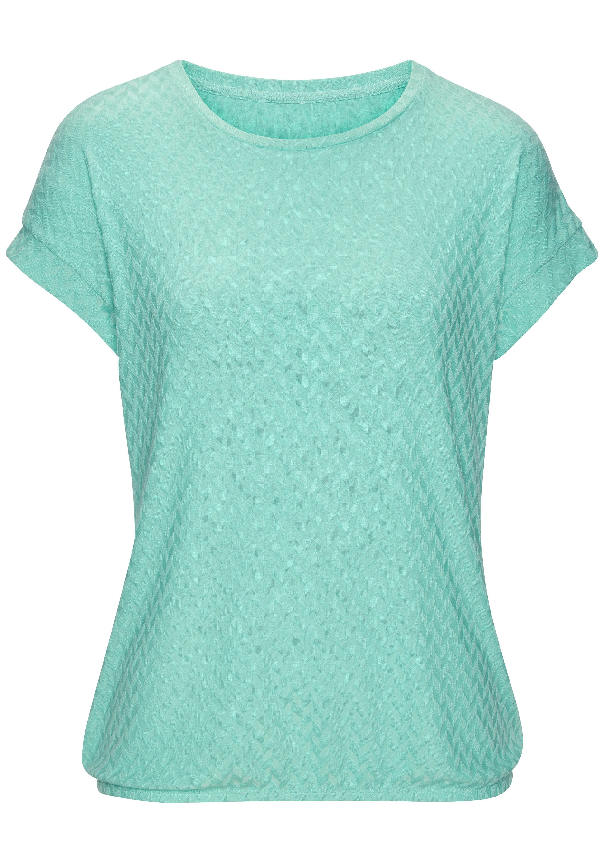 Kurzarmshirt mit modischem Jacquard-Muster