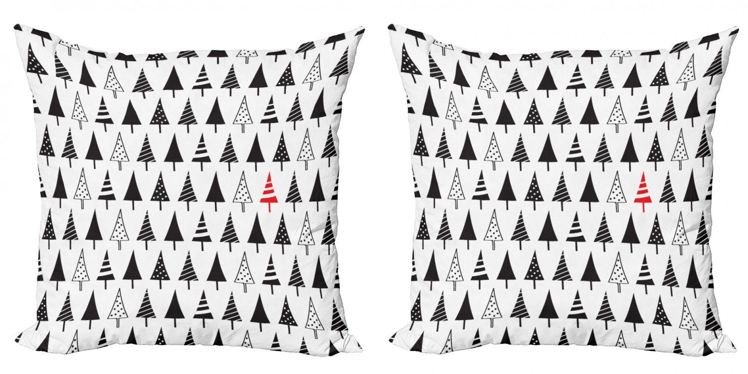 Kissenbezüge Modern Accent Doppelseitiger Digitaldruck, Abakuhaus (2 Stück), Weihnachten Triangle Pine Trees