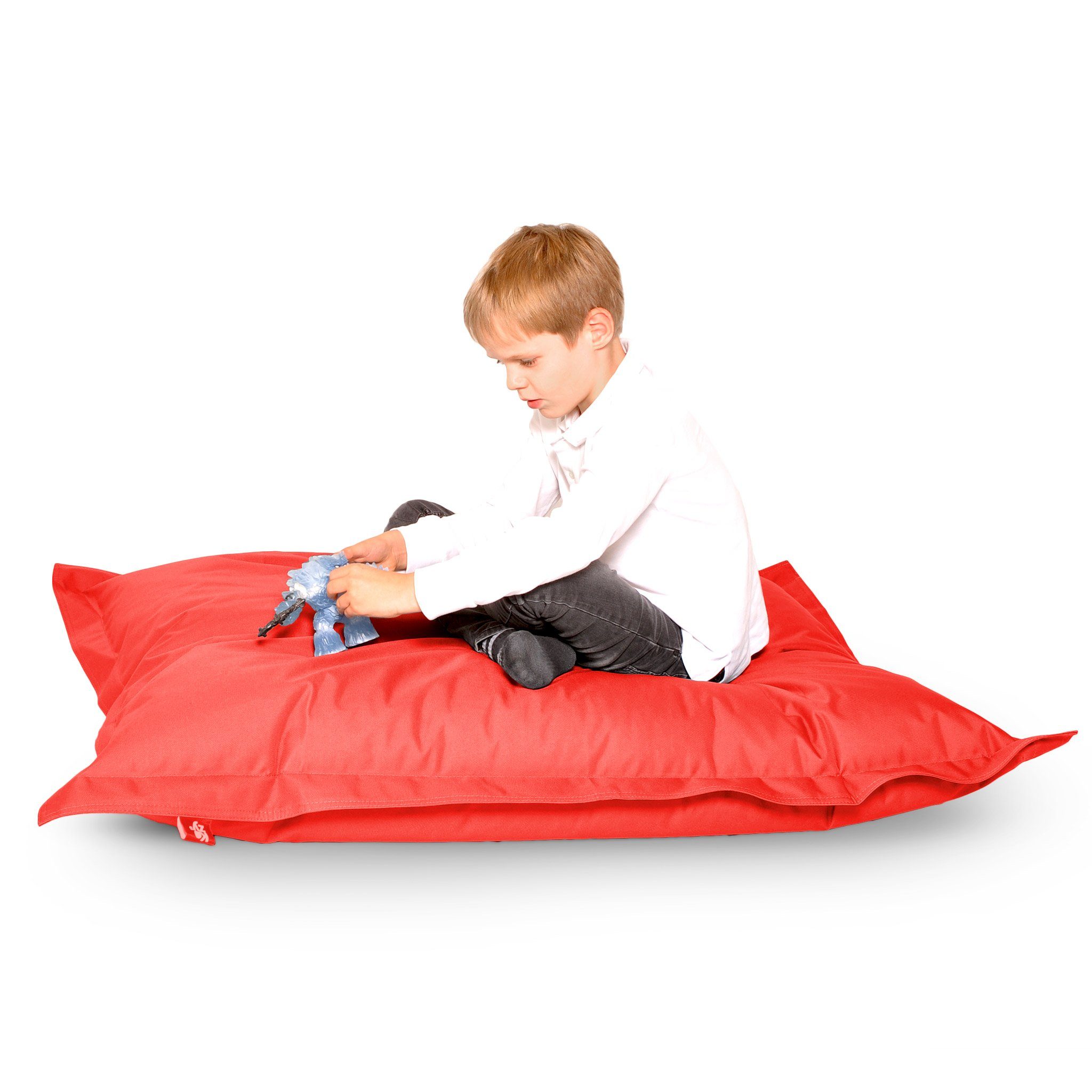 KOZYS Sitzsack Junior Beanbag - Für Kinder & Jugendliche (Stabiles sicheres Design mit EPS-Perlen, Indoor & Outdoor, Garten oder Kinderzimmer), Kindersitzsack Sitzhocker Bodenkissen Rot