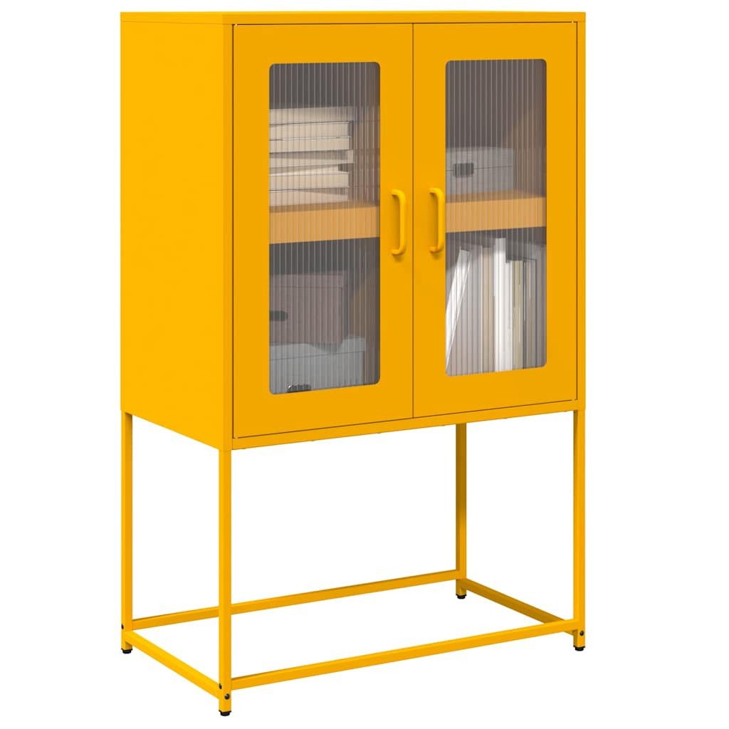 vidaXL Highboard Highboard Senfgelb 68x39x107 cm Stahl (1 St)