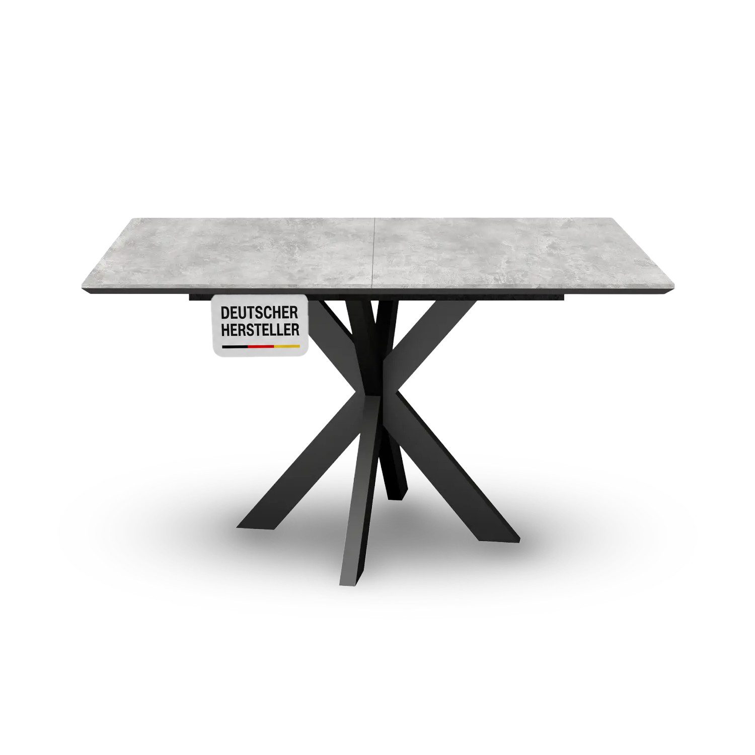 Storado Esstisch Big System Metall Stern 140–210×90cm, Esszimmertisch, Ausziehbar von 160 auf 210cm mit Synchronauszug und Stern-Gestell