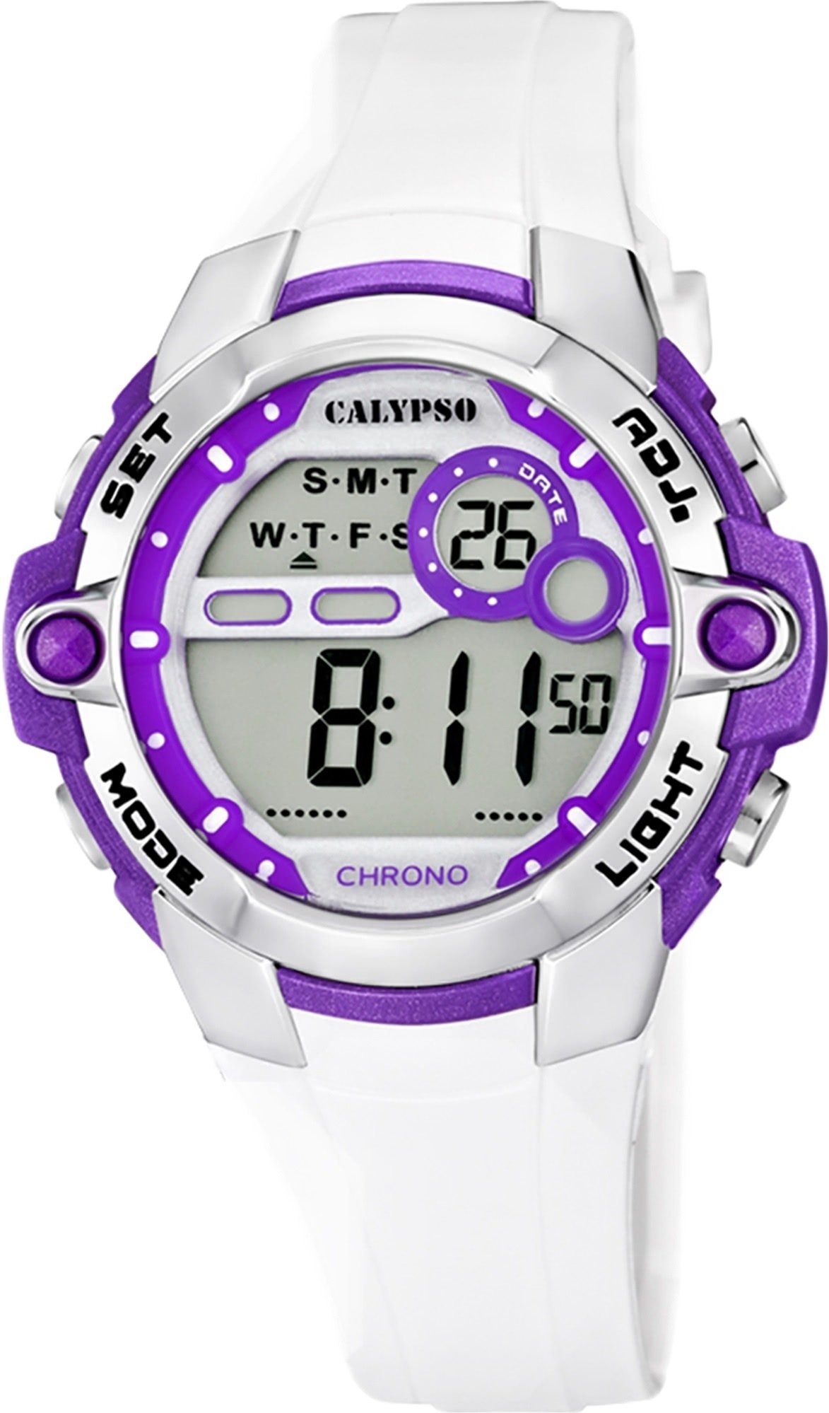 rund, Damen, CALYPSO weiß, Armbanduhr Damen-Herren K5617/3, Digitaluhr Uhr PURarmband Calypso WATCHES Herren Sport