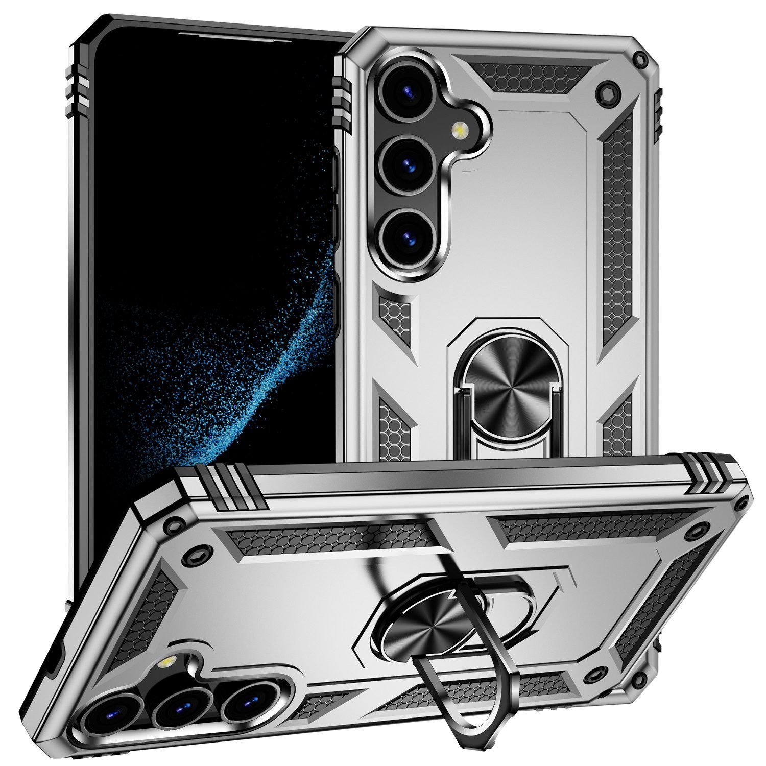 Mycotech Handyhülle Outdoor Armor Case Samsung Hülle Für Samsung Galaxy S24-Silber