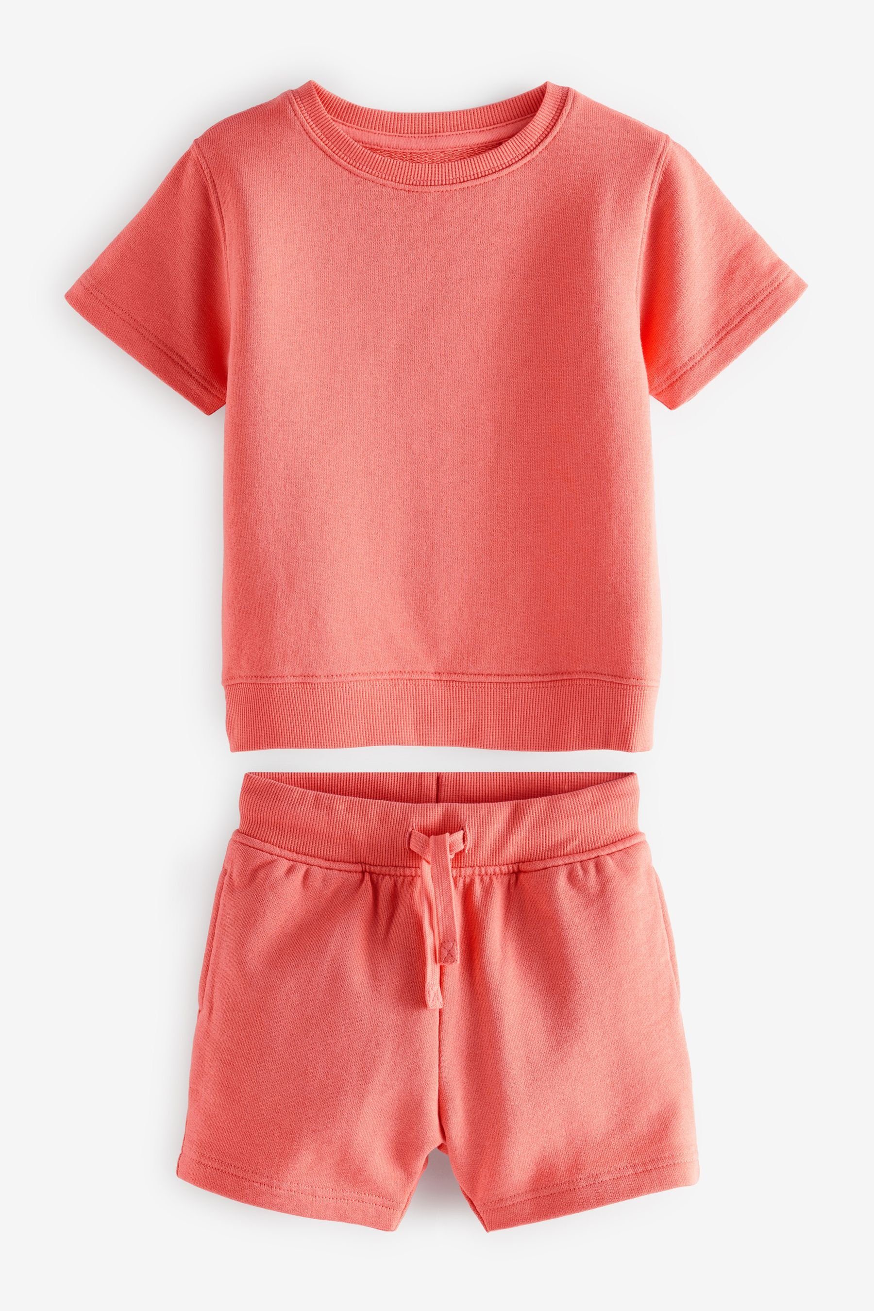 Next T-Shirt & Shorts Einfarbiges Set aus T-Shirt und Shorts (2-tlg) Coral Red