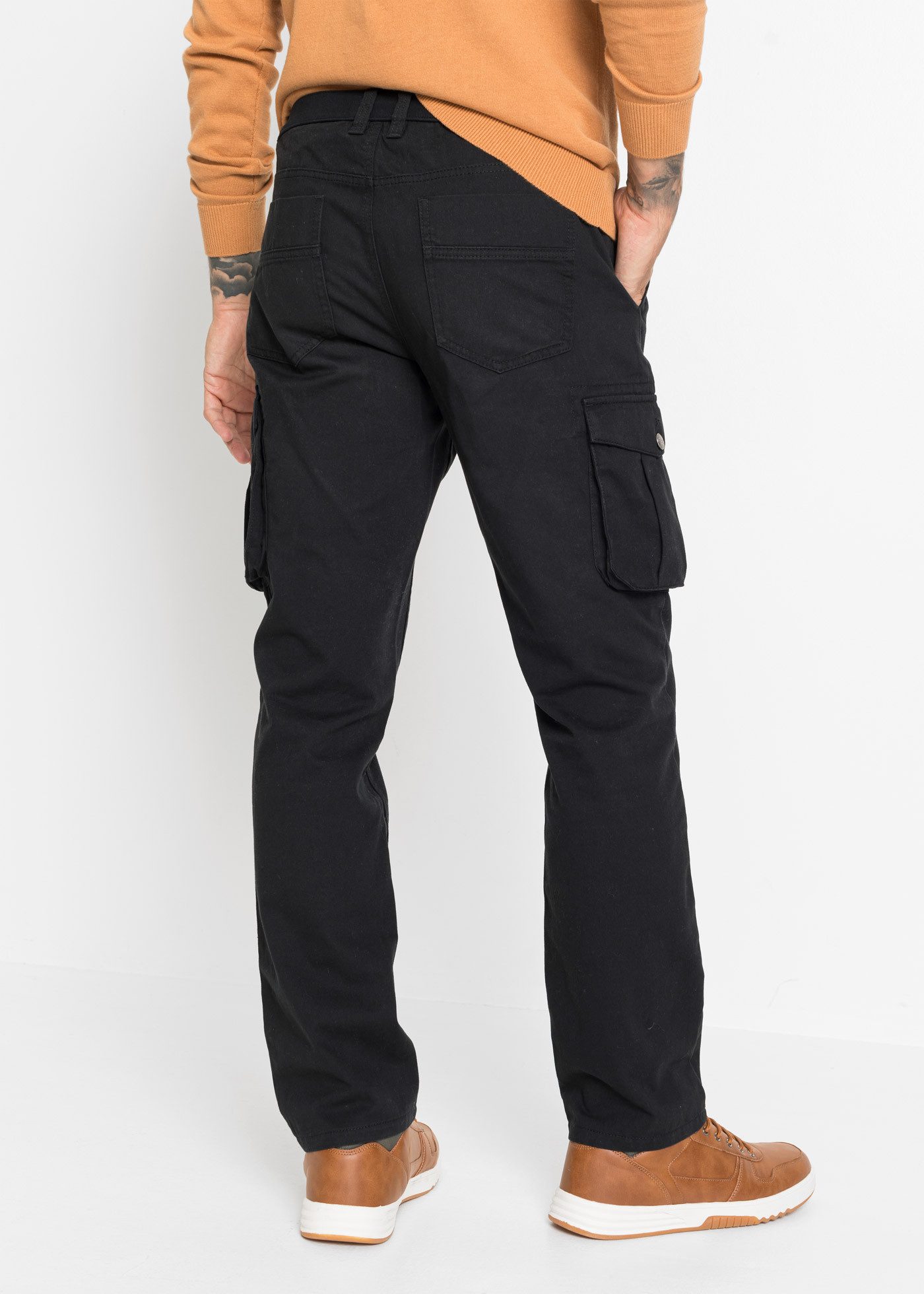 bonprix Cargohose aus reiner Baumwolle, Regular Fit, Straight-Schnitt, casual Stil