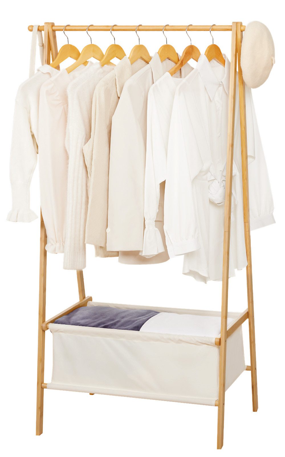 Yorbay Kleiderständer Garderobenständer aus Bambus, 88x49x149 cm, mit Aufbe günstig online kaufen