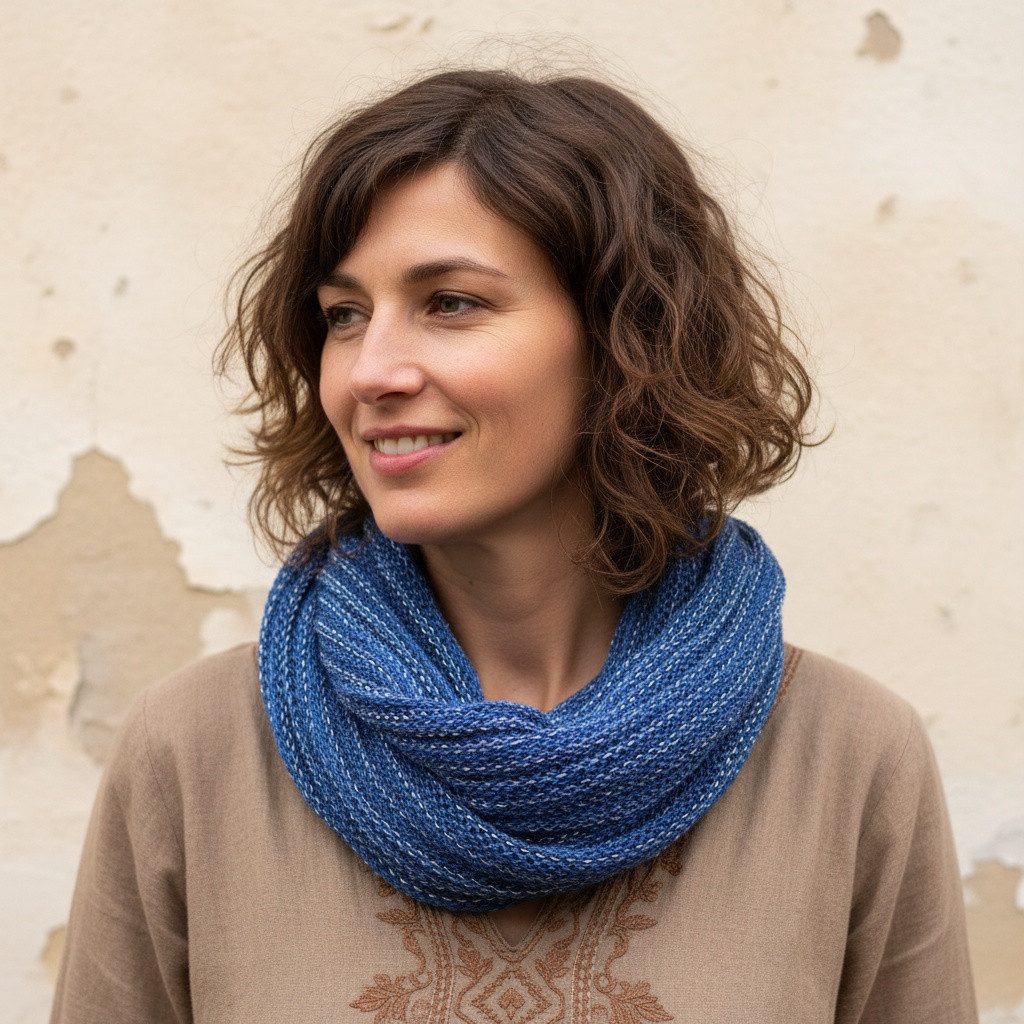 Guru-Shop Halstuch Weicher Loop Schal, Magic Loopschal - blau