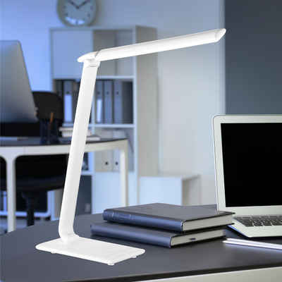 WOFI Schreibtischlampe, LED-Leuchtmittel fest verbaut, Kaltweiß, Tageslichtweiß, LED Tisch Lampe weiß USB Touch Dimmer Wohn Zimmer Lese Leuchte Spot