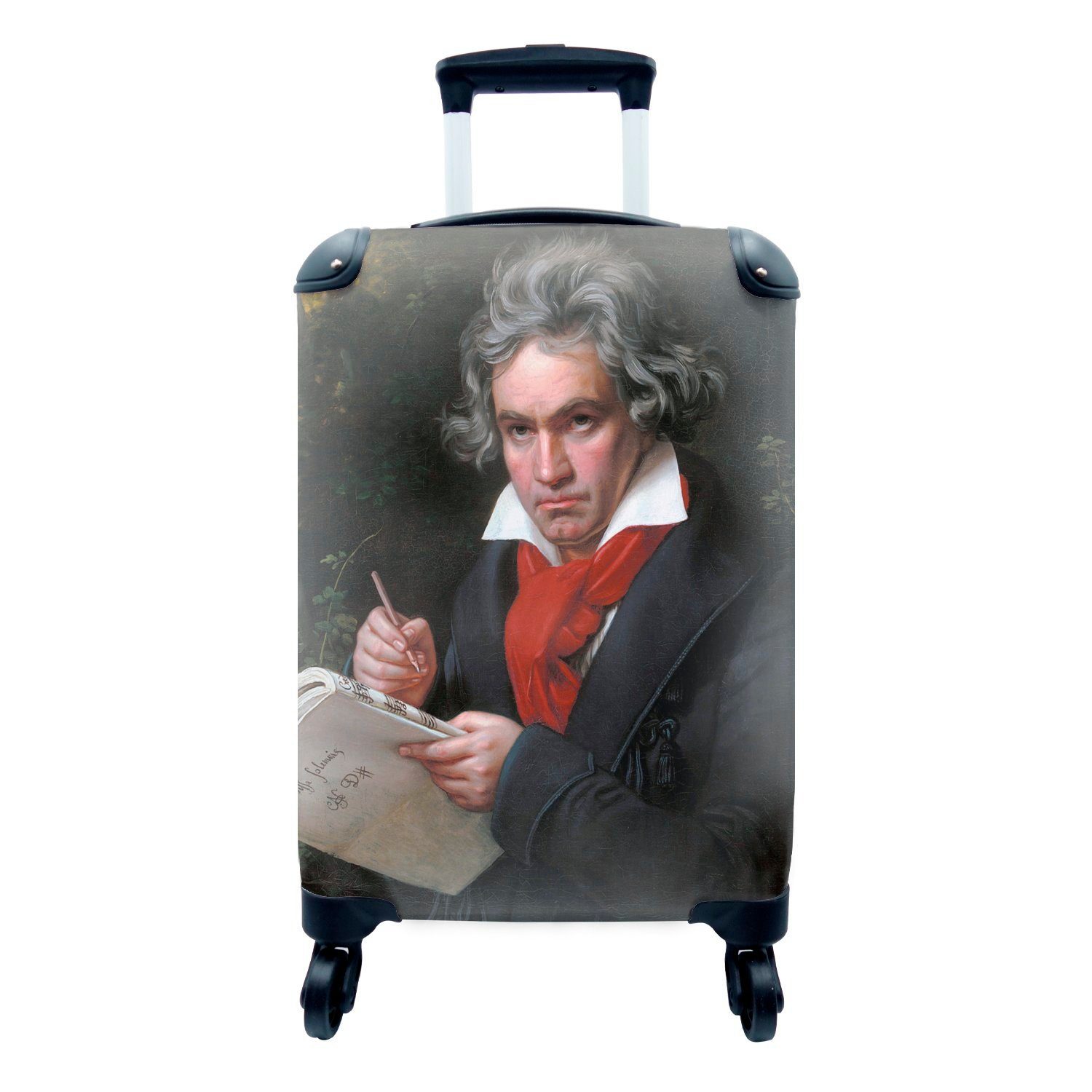4 Handgepäckkoffer Porträt Reisetasche von Ferien, Beethoven rollen, Reisekoffer Handgepäck mit MuchoWow mit für Trolley, Rollen, Notenblatt,