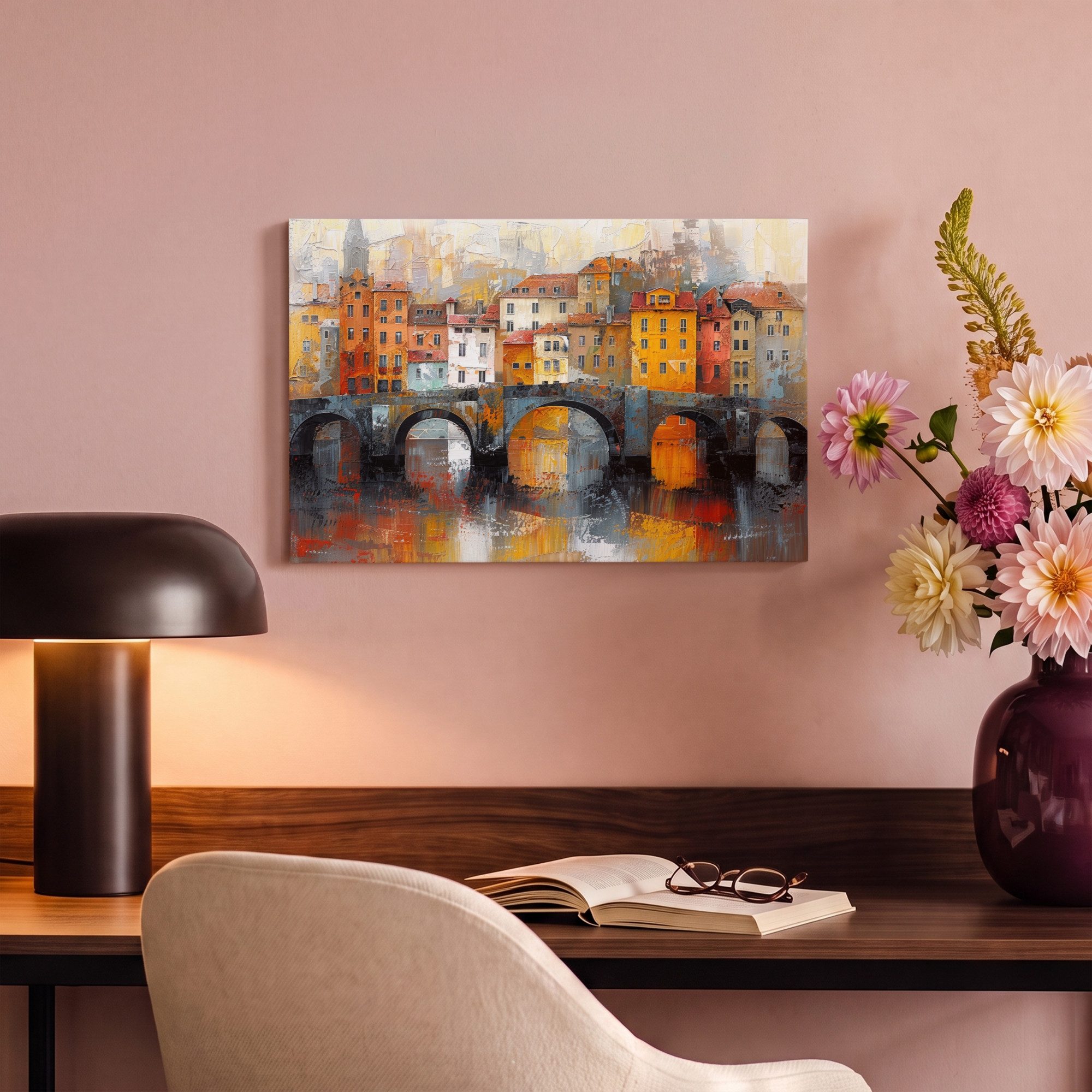 OneMillionCanvasses® Leinwandbild Graben - Häuser - Kunst, Fotodruck (1 St), Leinwand Bilder Klein, Wand Dekoration Aesthetic 30x20 cm – Bild 4 von 5