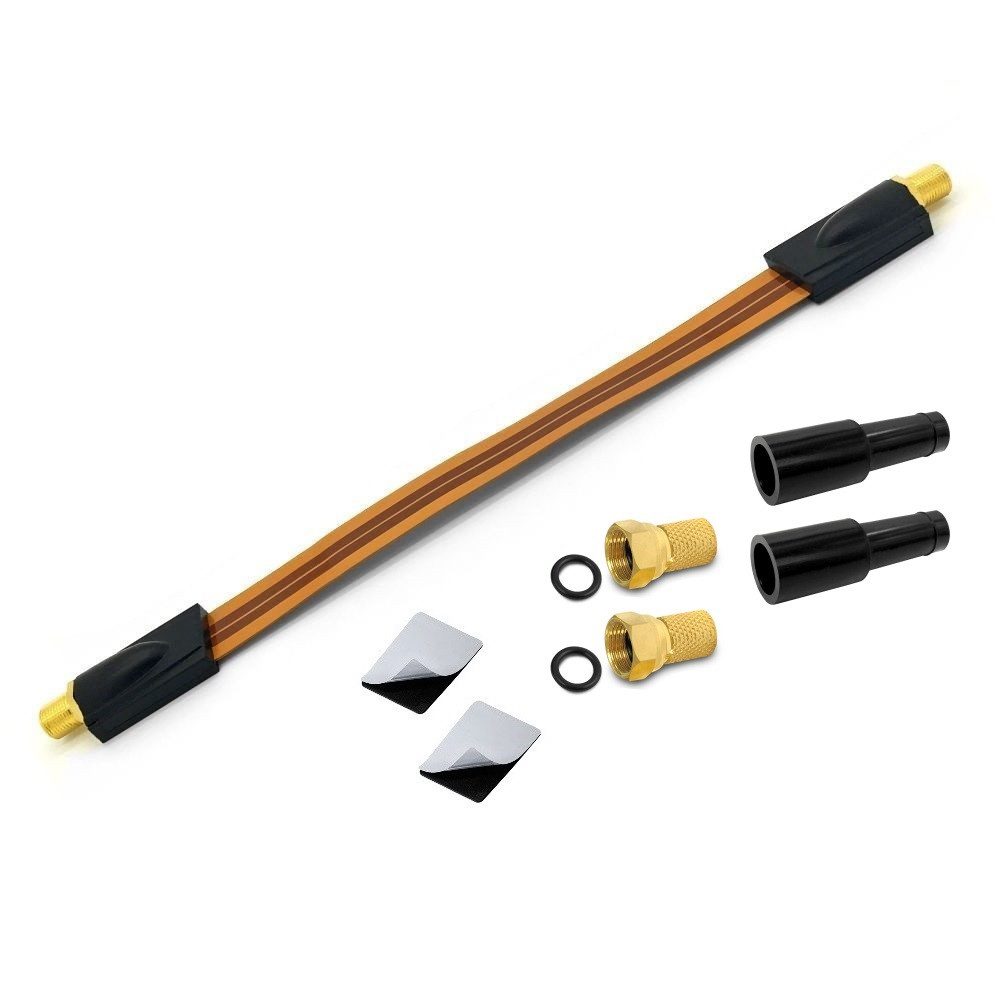 ARLI Fensterdurchführung Ultra Slim +2x F-Stecker +2x Gummitülle TV-Kabel