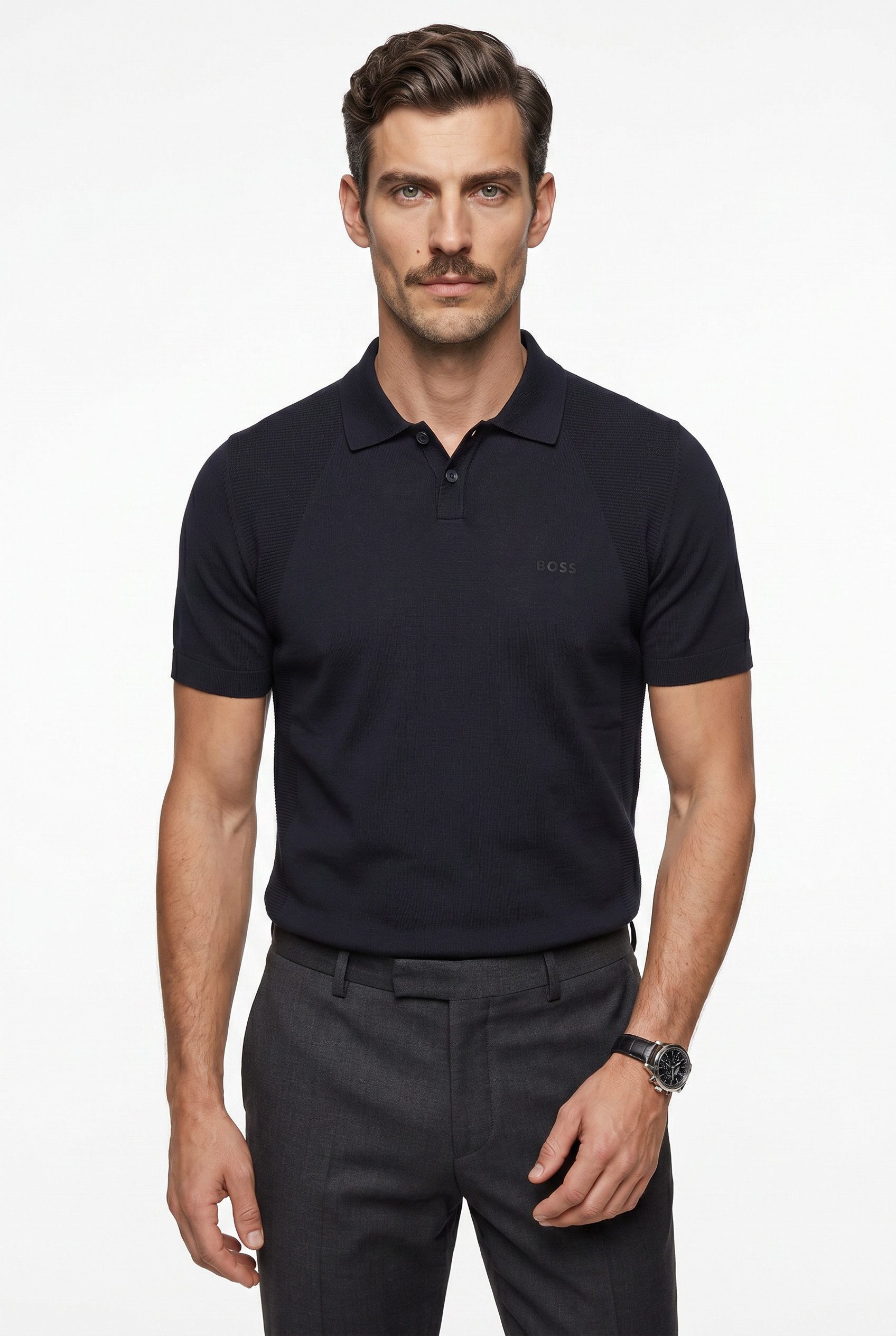 BOSS GREEN Kurzarmpullover Momentum Lite PS Polokragen, Baumwoll-Mix, Regular Fit