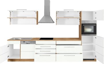 Kochstation Küchenzeile KS-Wien, Breite 350 cm, wahlweise mit E-Geräten und Induktion