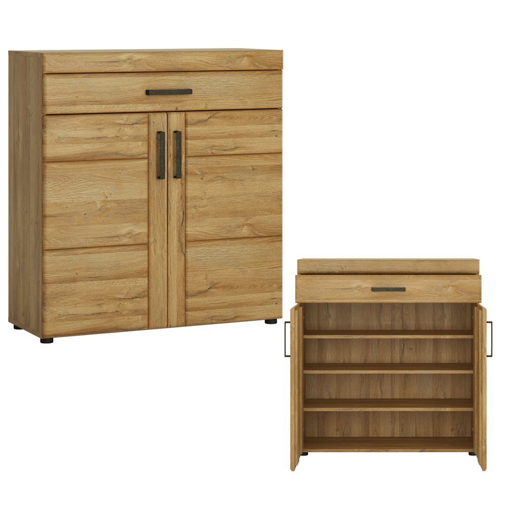 Lomadox Garderoben-Set CARIATI-129, (Spar-Set, 4-St), Grandson Eiche Nb. 201/195/38 cm