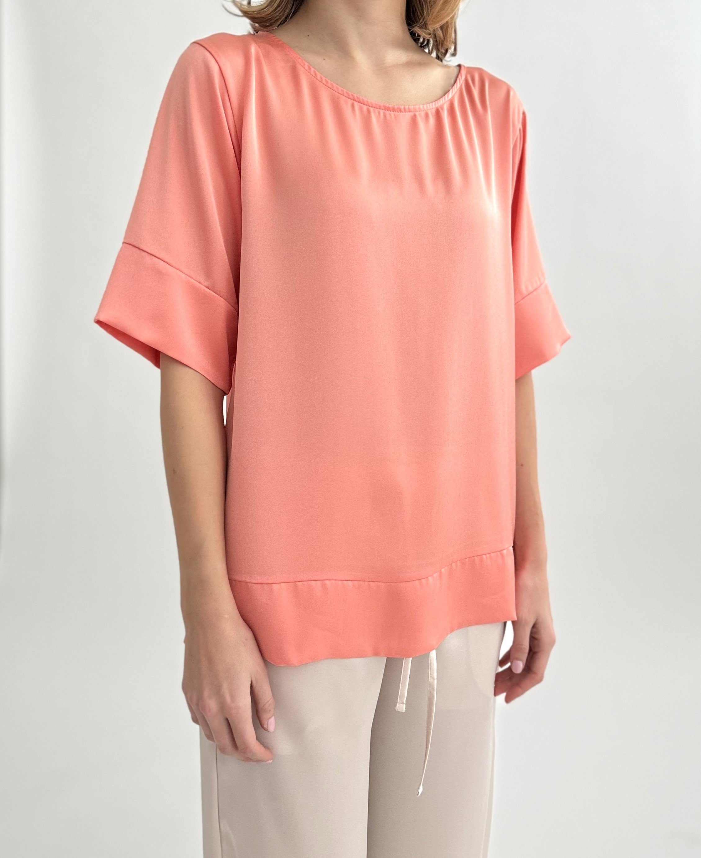 Zuckerwatte Satinbluse mit Rundhalsausschnitt SILK TOUCH günstig online kaufen