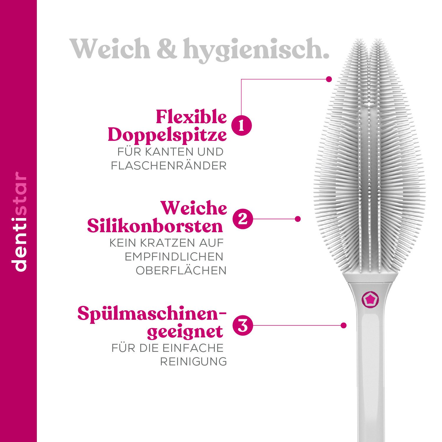 dentistar Reinigungsbürsten-Set Silikon Flaschenbürste