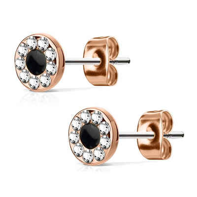 BUNGSA Ohrring-Set Ohrstecker Kristall Rosegold aus Edelstahl Damen (1 Paar (2 Stück), 2-tlg), Ohrschmuck Ohrringe