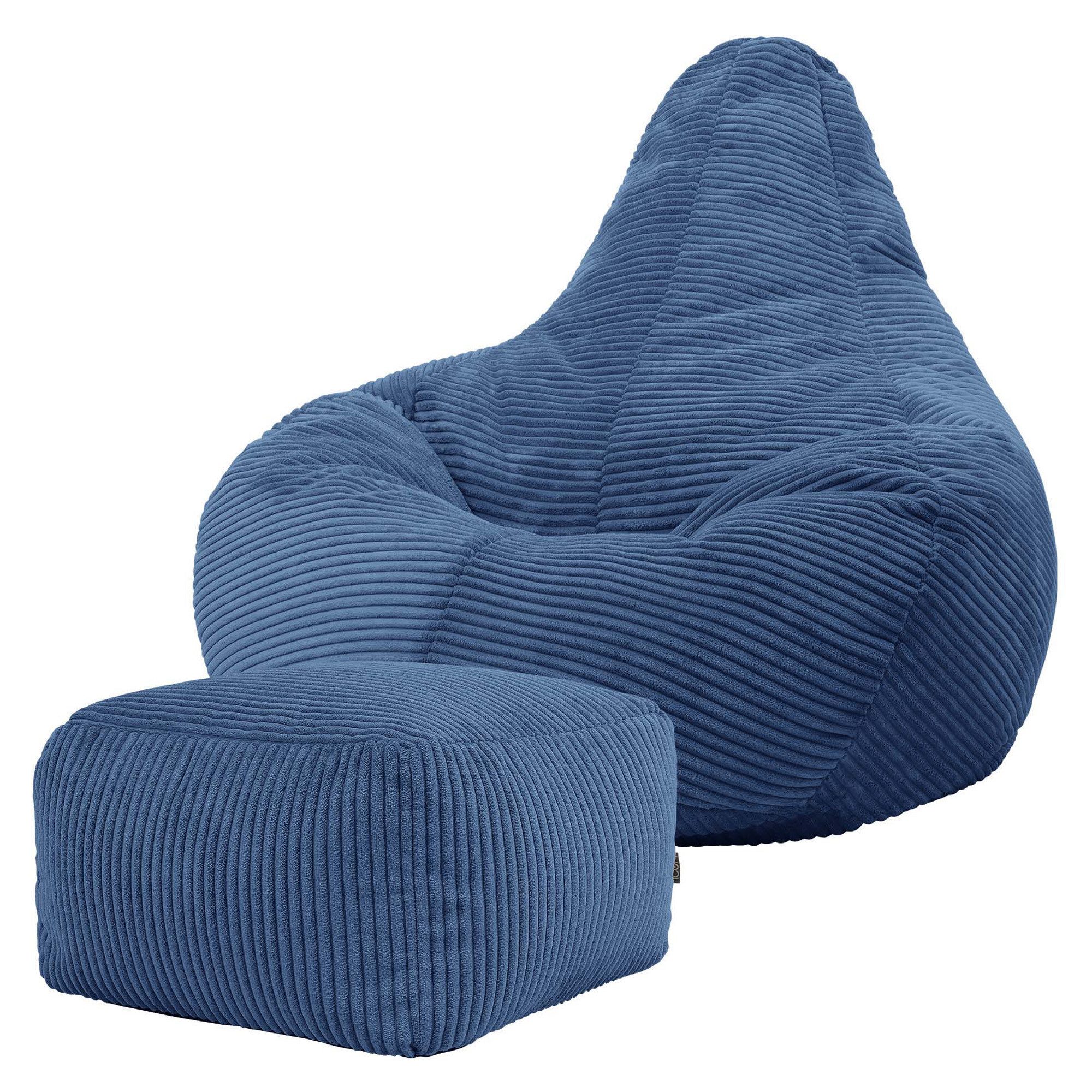 icon Sitzsack Sessel mit Liege aus Cord „Dalton“ mit Hocker (Spar-Set, 1 x günstig online kaufen