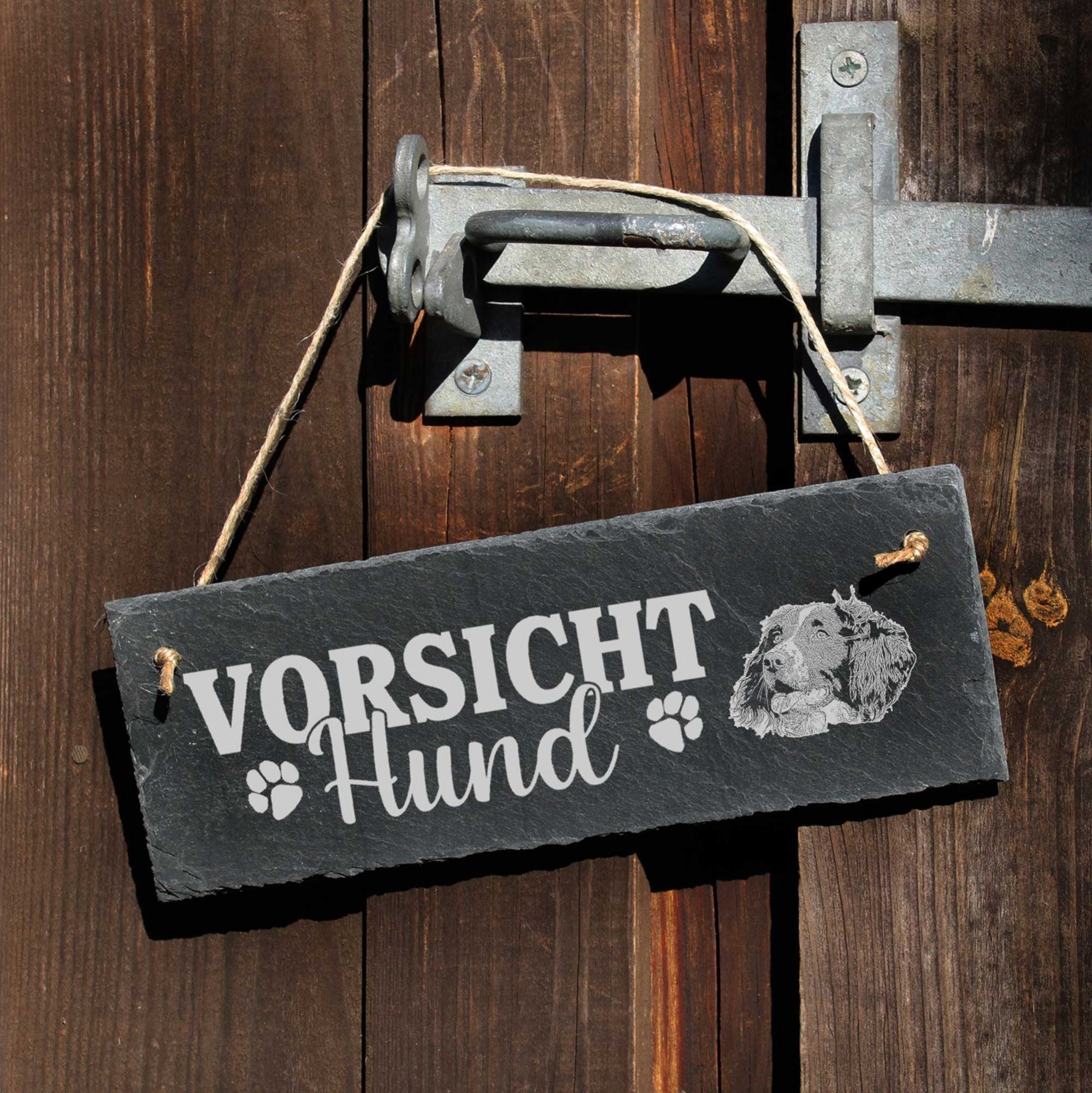 Vorsicht Springer Hund Hängedekoration 22x8cm Englische Spaniel Schild Dekolando