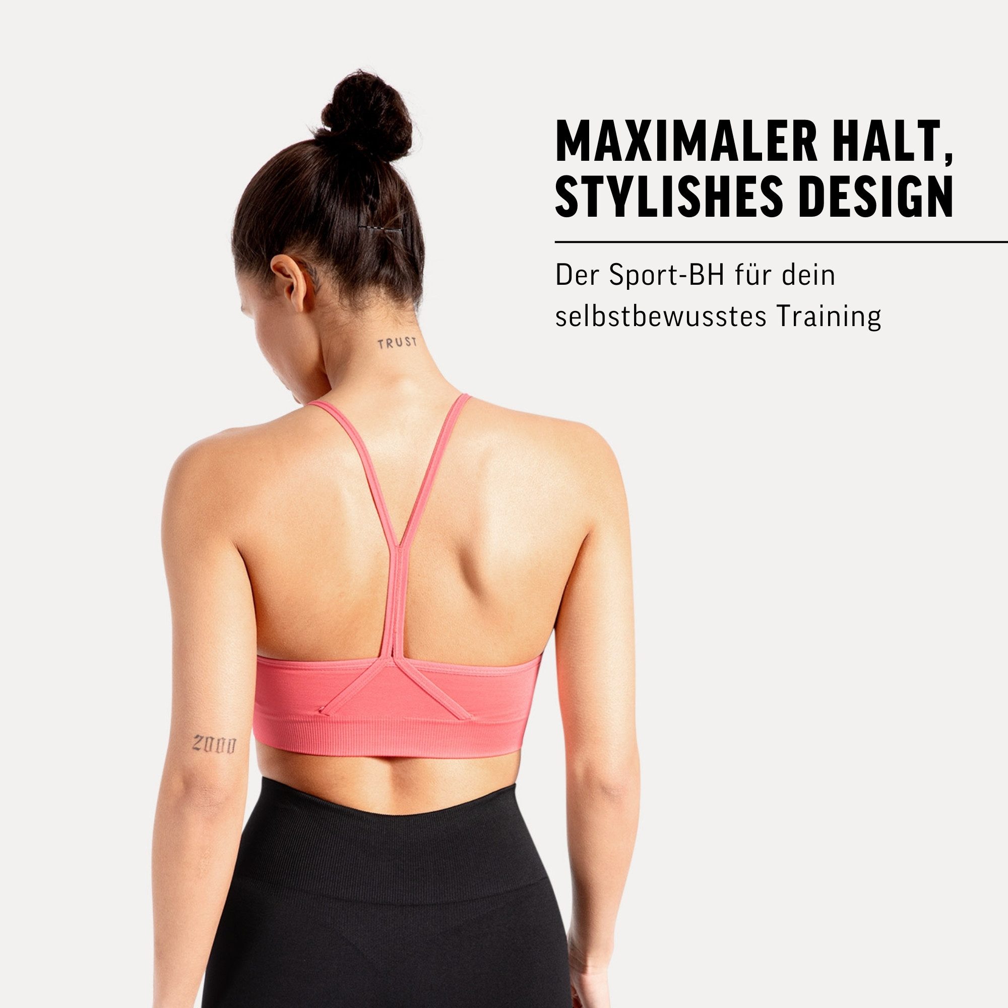 Smilodox Sport-BH Solid Scrunch, Ohne Bügel BH, Shaped Fit Yoga Bra, V-Ausschnitt Herausnehmbare Cups, Blickdichter Push Up BH, Verstellbare Träger