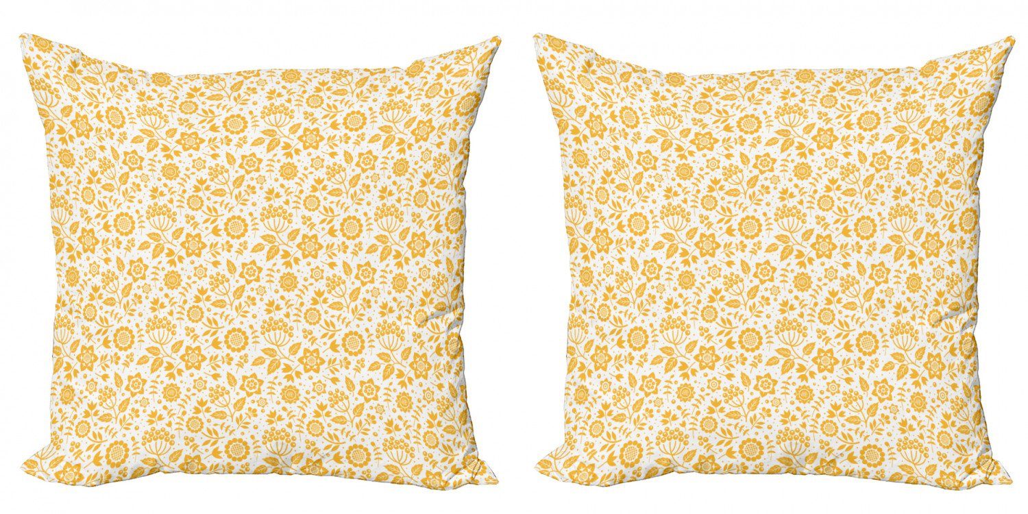 Kissenbezüge Modern Accent Doppelseitiger Digitaldruck, Abakuhaus (2 Stück), Gelbe Blume rustikale Natur