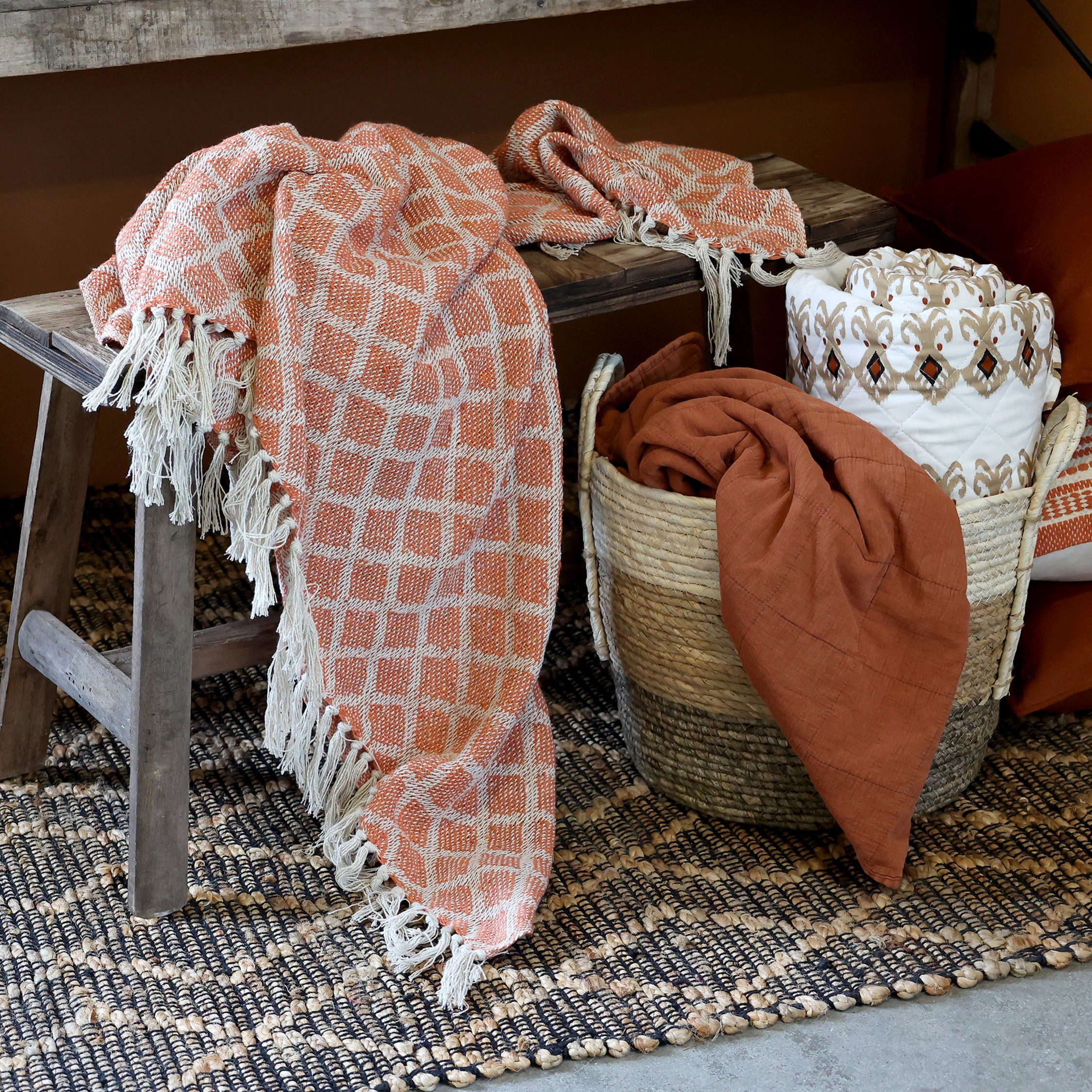 Plaid Chic Antique Aix Plaid Terracotta, Chic Antique