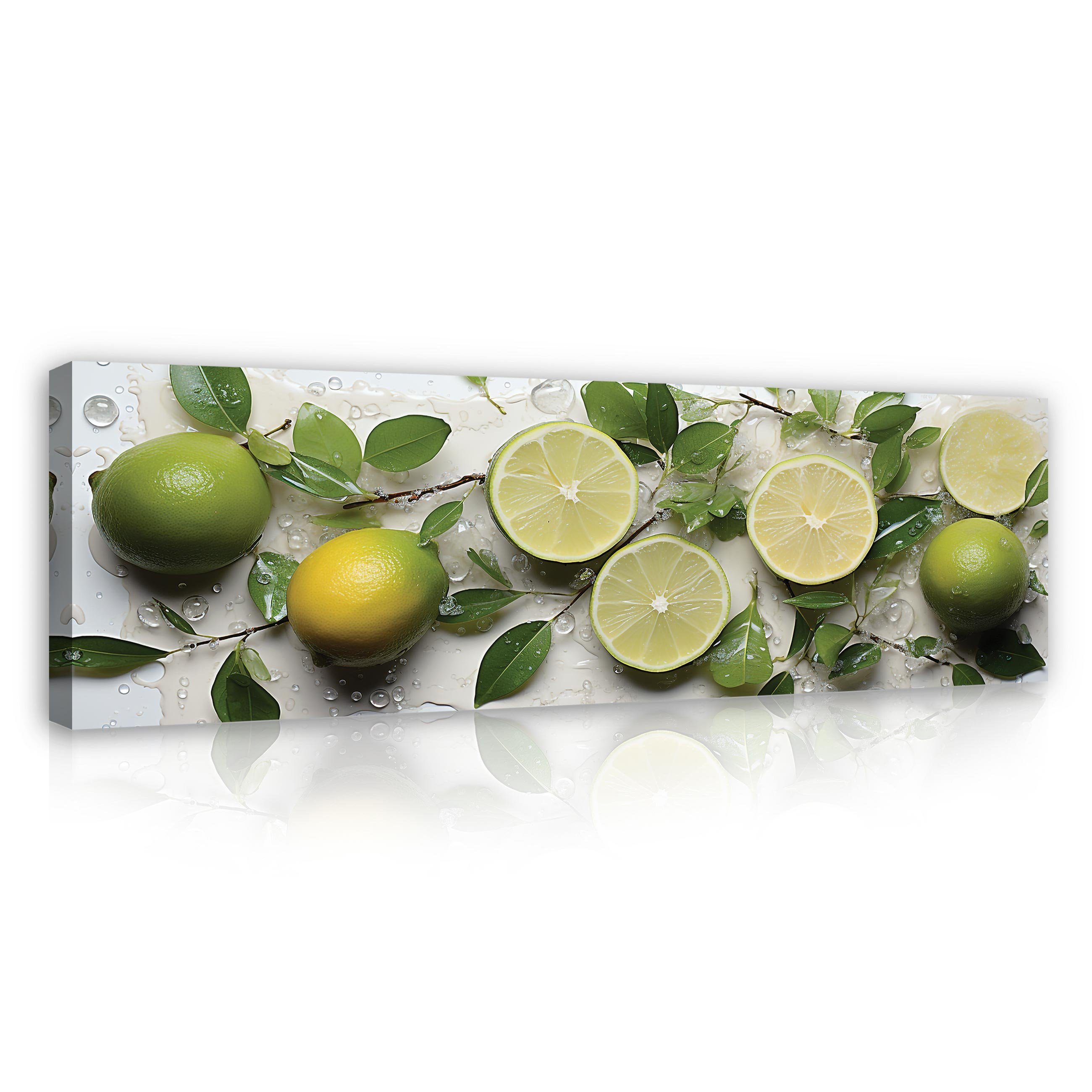 Wallarena Leinwandbild Küche Obst Limette Marmor Esszimmer Wandbild XXL Lei günstig online kaufen