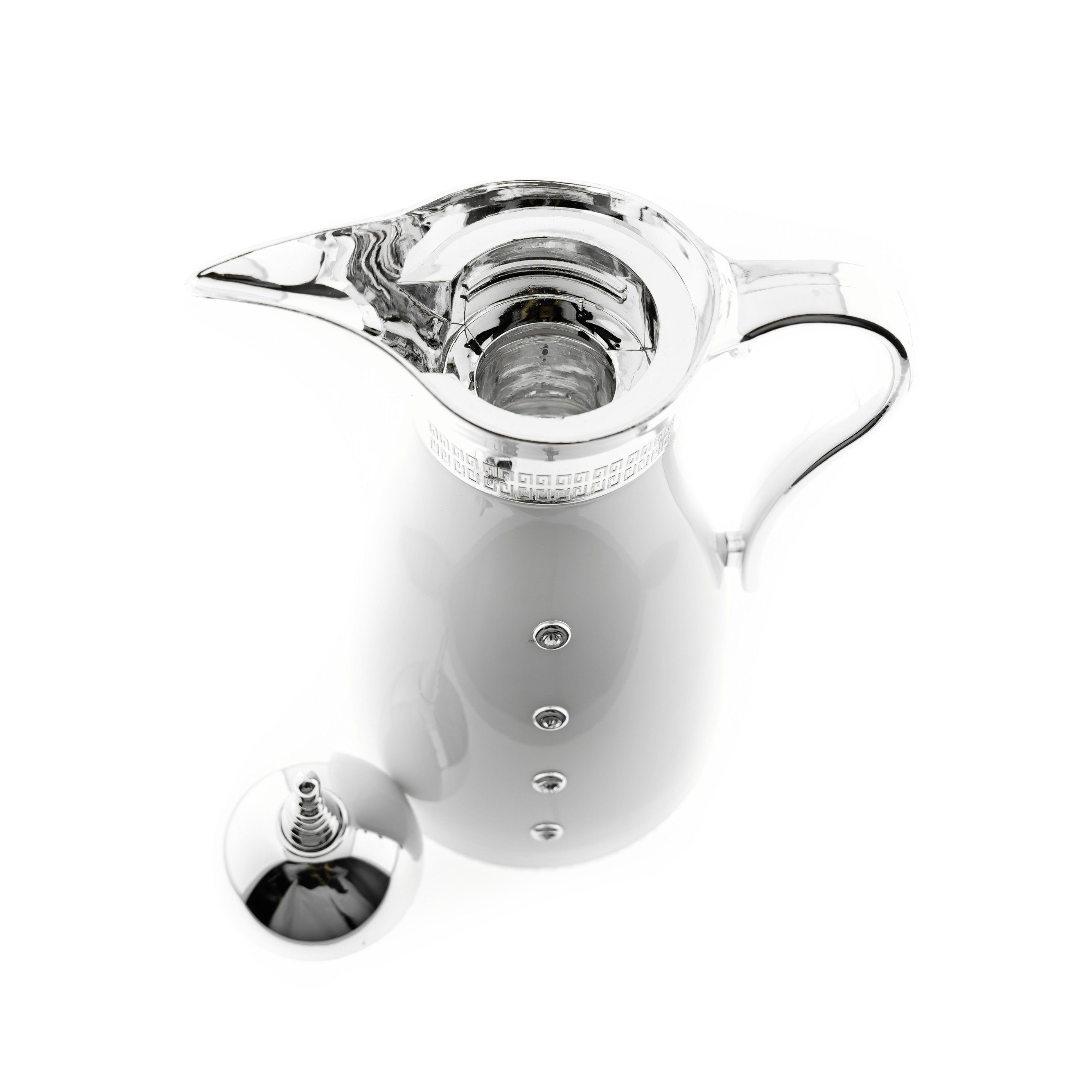 ZELLERFELD Thermobehälter Weiß/Silber Kaffeekanne 1L Teekanne Thermosflasche Thermokanne