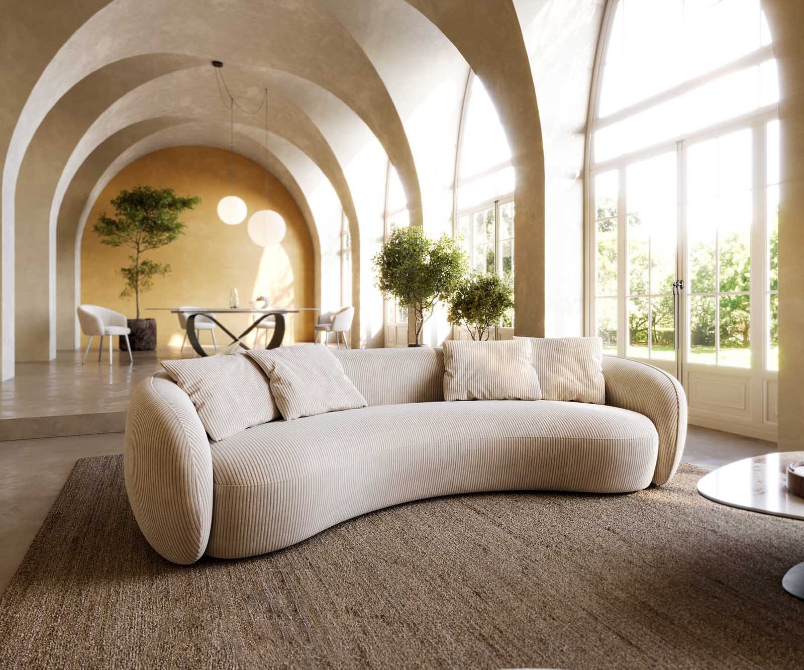 DELIFE 3-Sitzer Larna, Cord Beige 260x120 cm 3-Sitzer