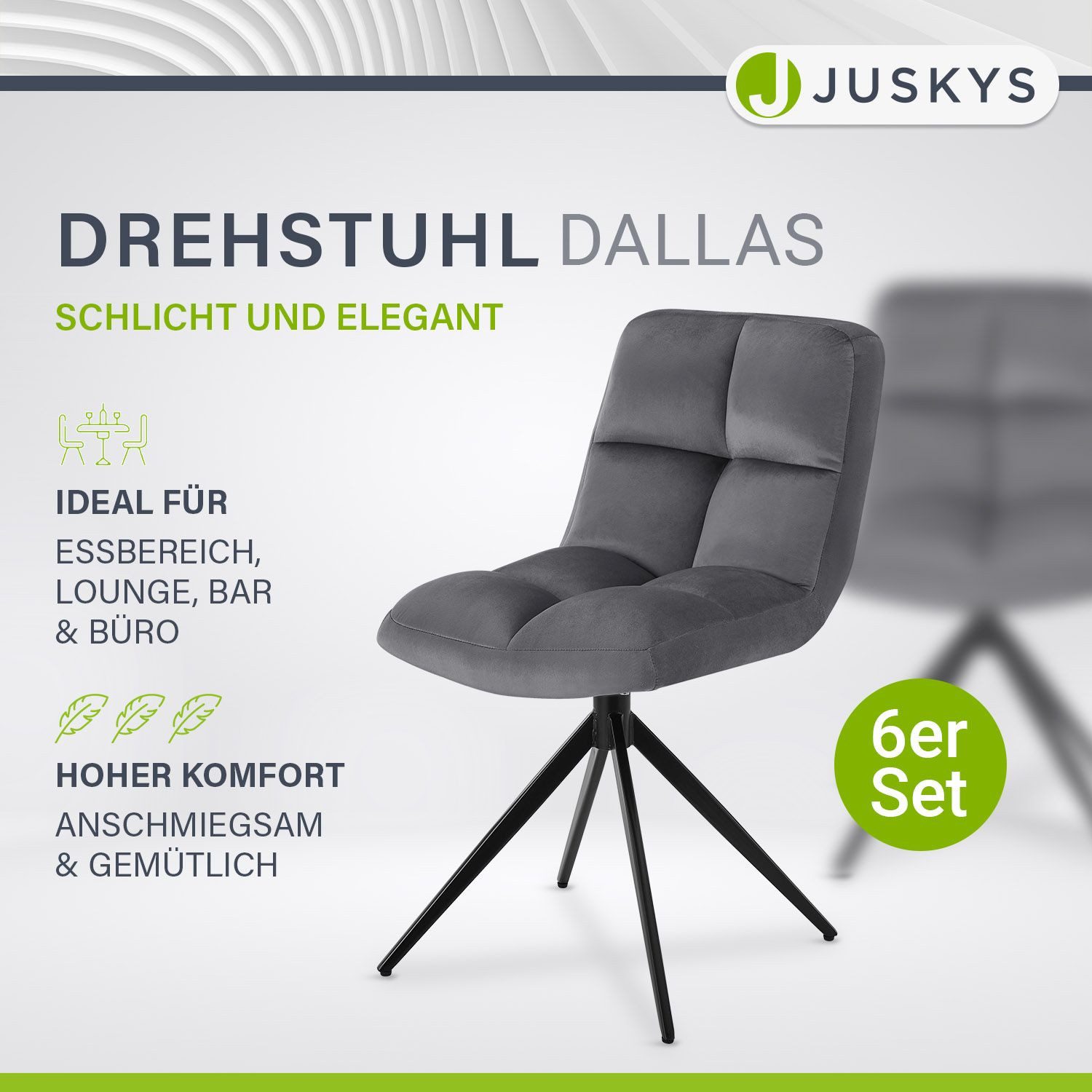 Juskys Esszimmerstuhl Dallas (6 St), 6er günstig online kaufen