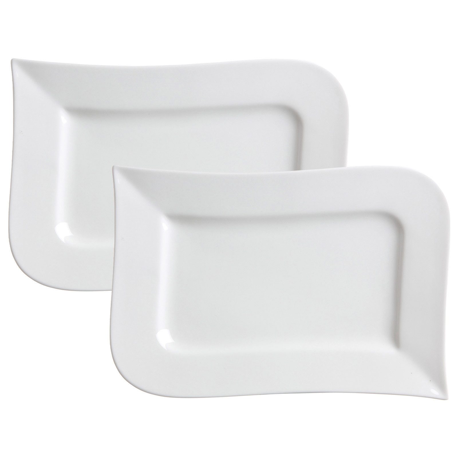 Velicber Servierplatten Set - 2 Stück Rechteckige Porzellanteller 24x15cm, Spülmaschinenfest