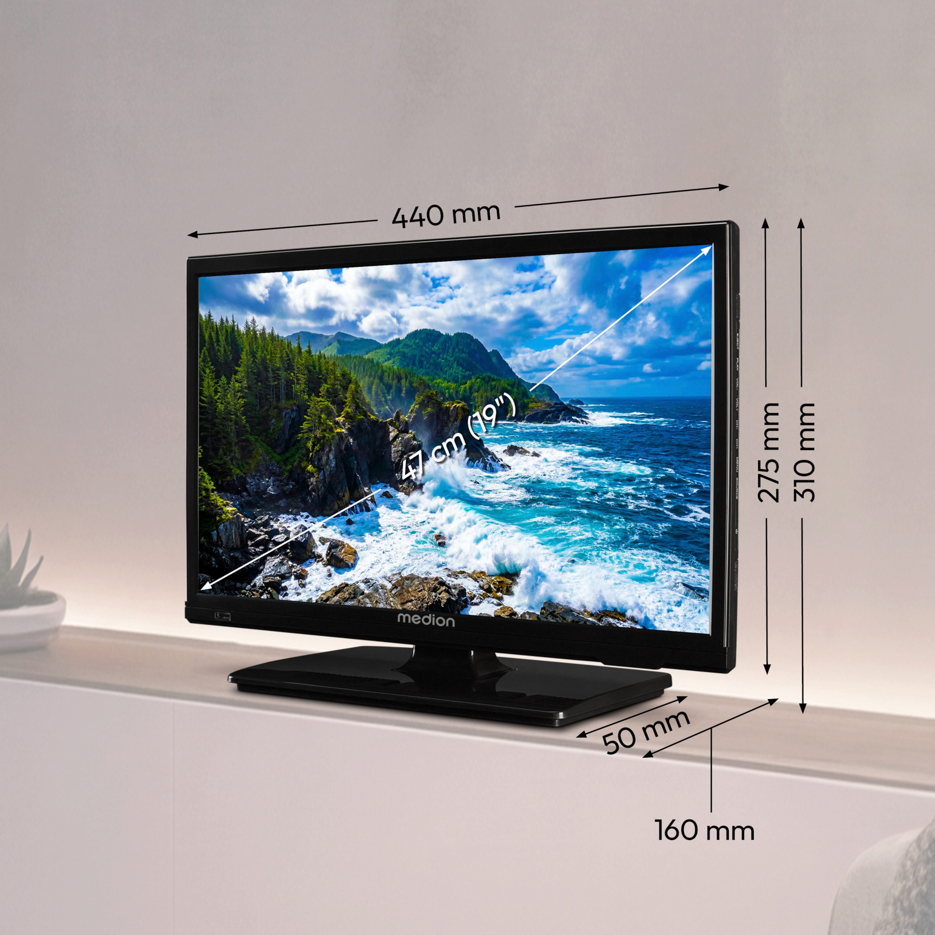 Medion® MD819000 LCD-LED Fernseher (47 cm/19 Zoll, 720p HD Ready, Pay-TV, 60Hz, E8192500)