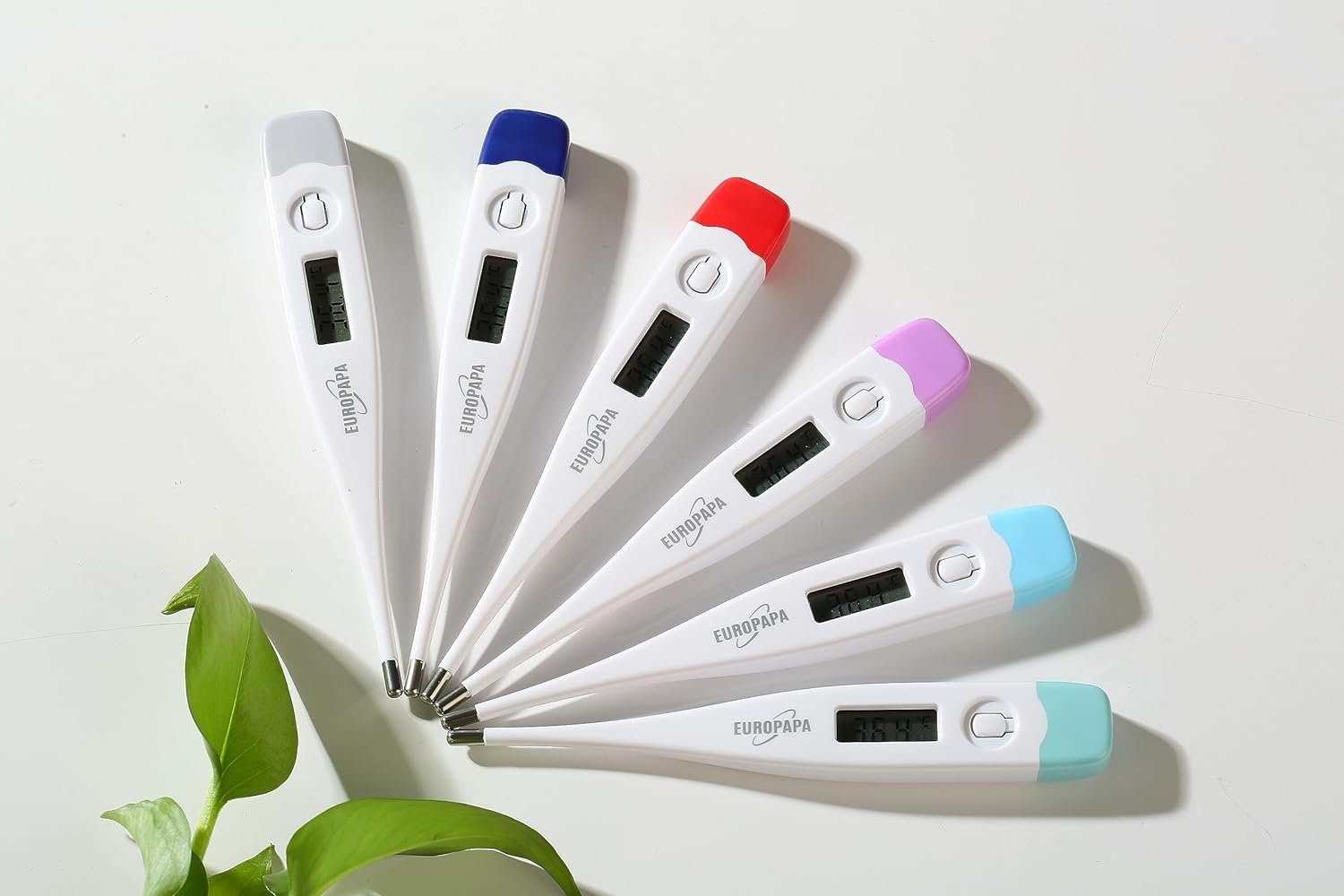 EUROPAPA Fieberthermometer 2 Stück Digitales Fieberthermometer für Babys, 2-tlg., Kinder und Erwachsene, Thermometer für oral, axillar oder rektal, wasserdicht mit Fieberalarm