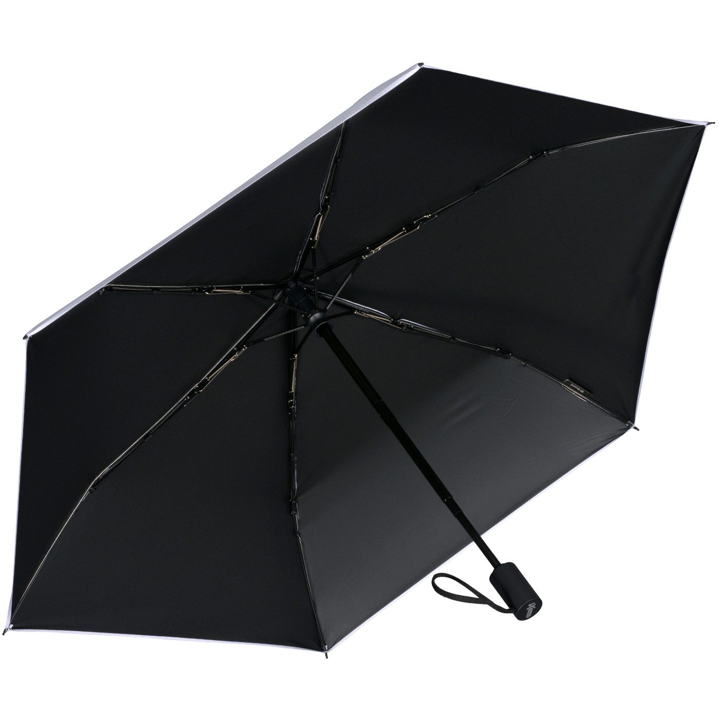 iX-brella Taschenregenschirm Sonnen-Regenschirm mit UPF 50+, UV-Hitze-Schutz, für Damen, mit Auf-Zu-Automatik, innen schwarz