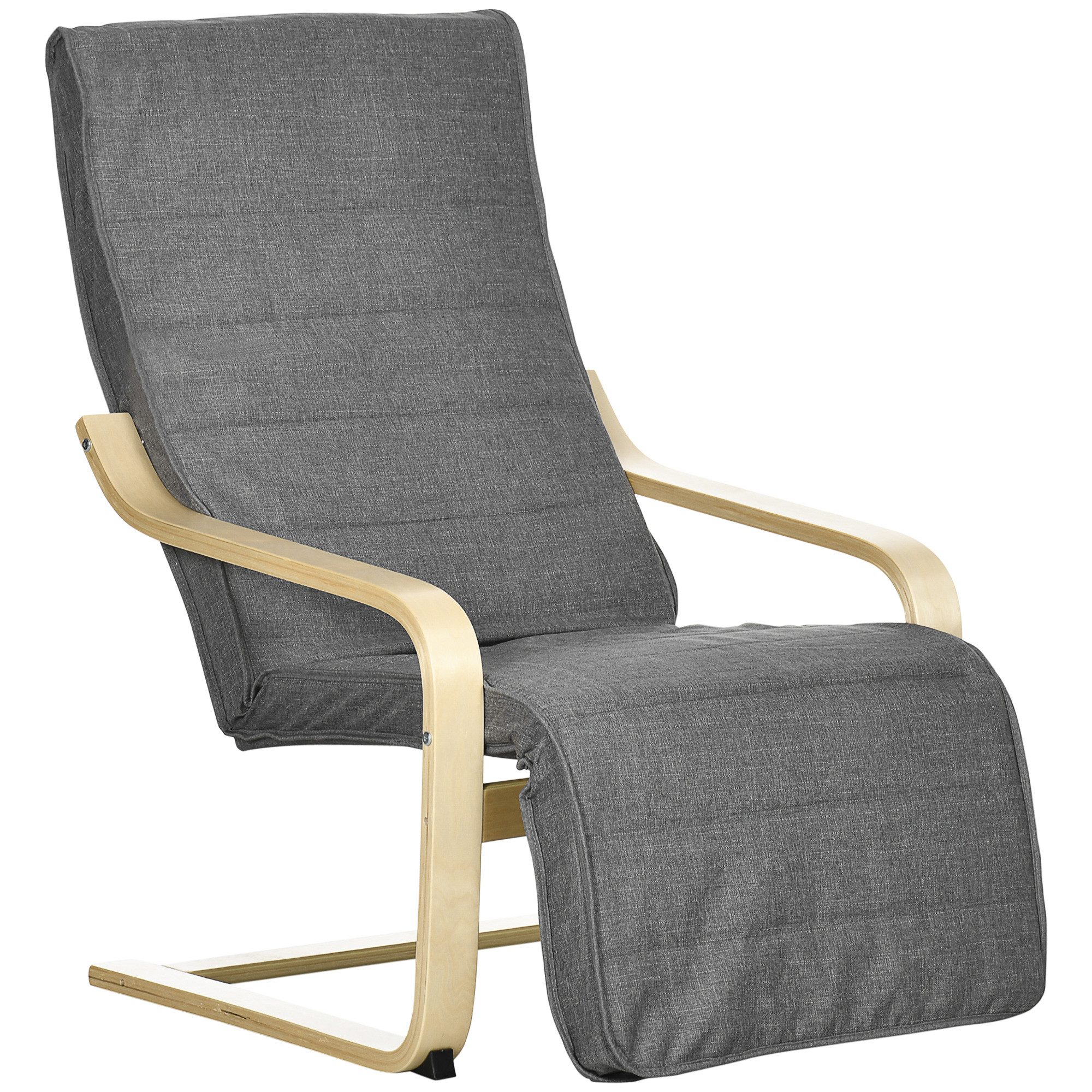 HOMCOM Relaxsessel mit verstellbaren Armlehnen,Stoffdekoration, Holzrahmen günstig online kaufen