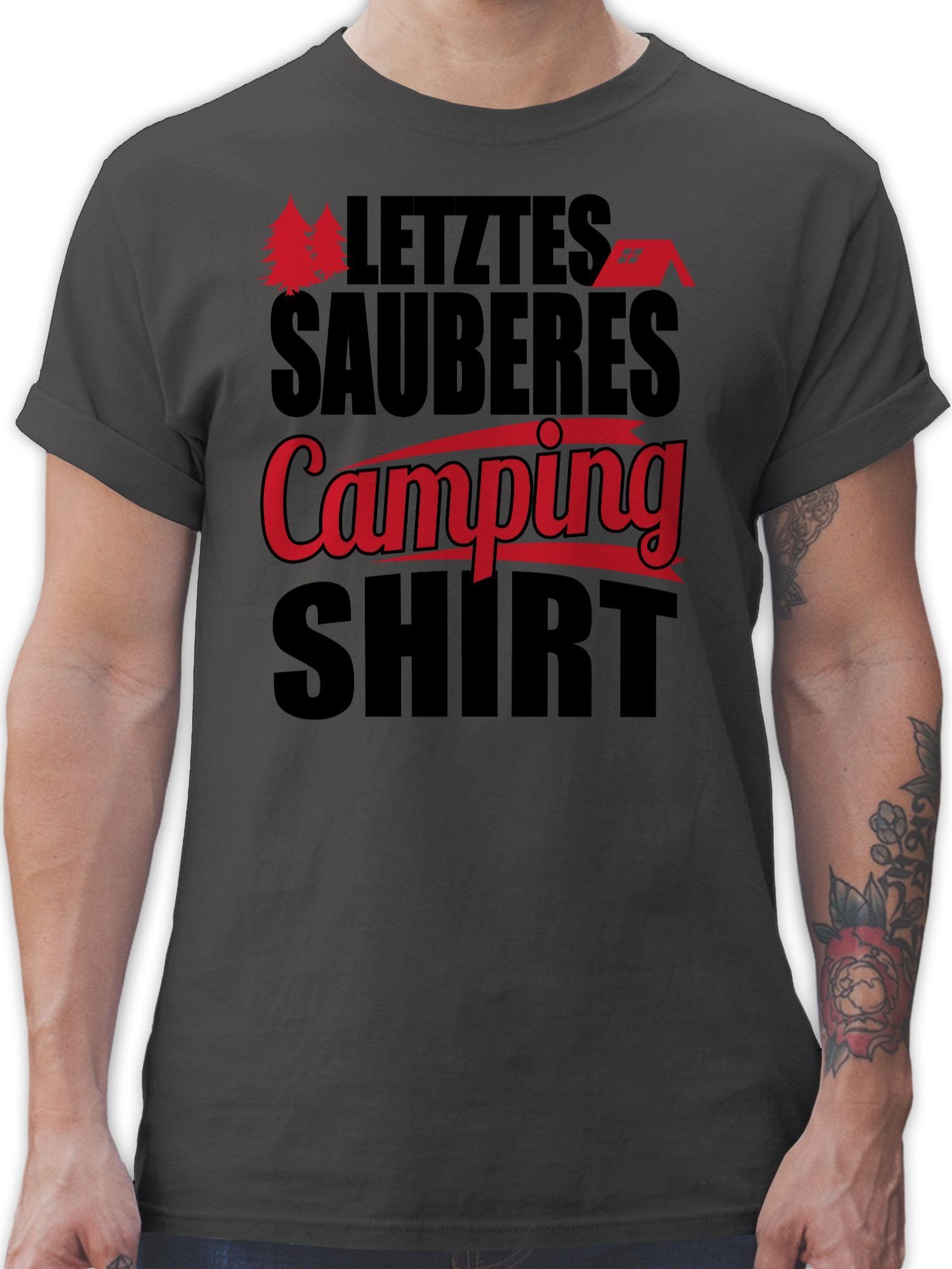 Shirtracer T-Shirt Letztes sauberes Camping Shirt schwarz Hobby Outfit 1 Dunkelgrau