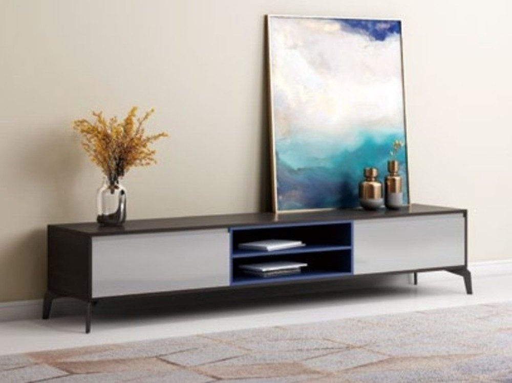 JVmoebel Sideboard TV Lowboard in Weiß mit Edelstahlfüßen und modernem Design, Made in Europa