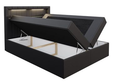 MIRJAN24 Boxspringbett Aspen (LED-Beleuchtung, Topper, Matratze, Kopfteil), im Standard mit zwei Bettkästen
