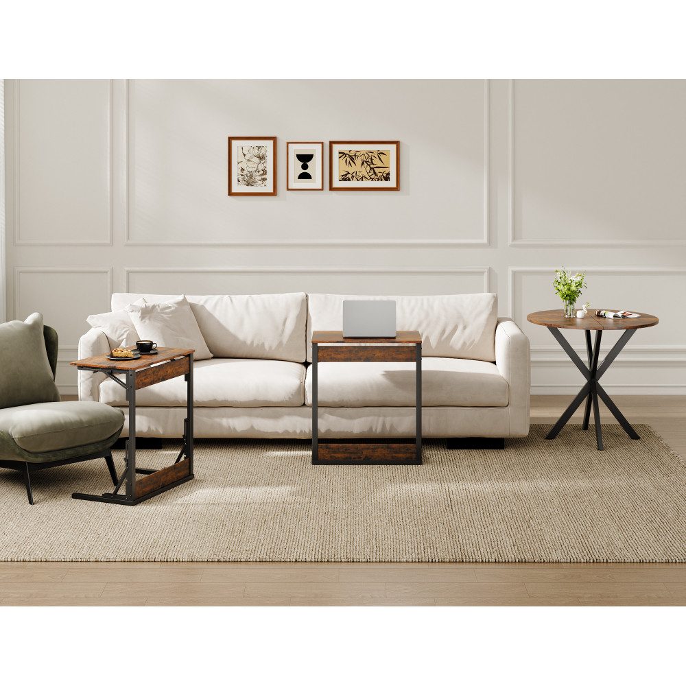 BBWL Klapptisch 1er-Set/2er-Set C-förmiger Beistelltisch klappbar mit Metallrahmen (2-St), verstellbaren Füßen, TV-Tablett für Sofa und Bett 60x37x71 cm – Bild 4 von 5