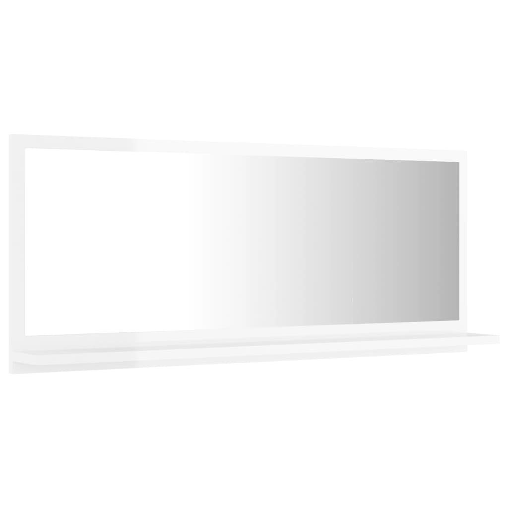 (1-St) Holzwerkstoff vidaXL 90x10,5x37 Badezimmerspiegelschrank Hochglanz-Weiß cm Badspiegel