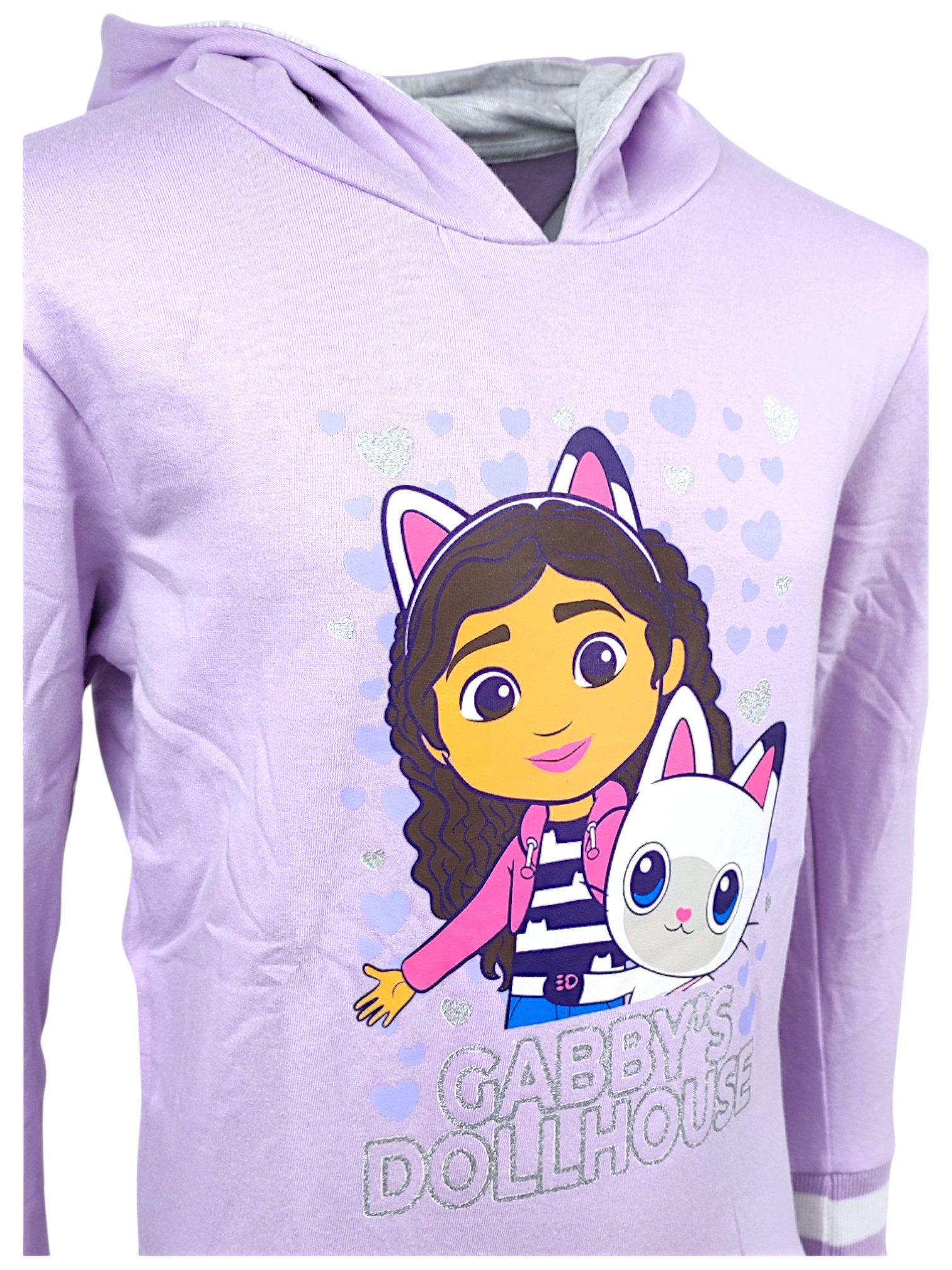 Gabby's Dollhouse Hoodie Gabby & Pandy Paws Mädchen Kapuzenpullover mit Glitzer Größe 104 - 134 cm
