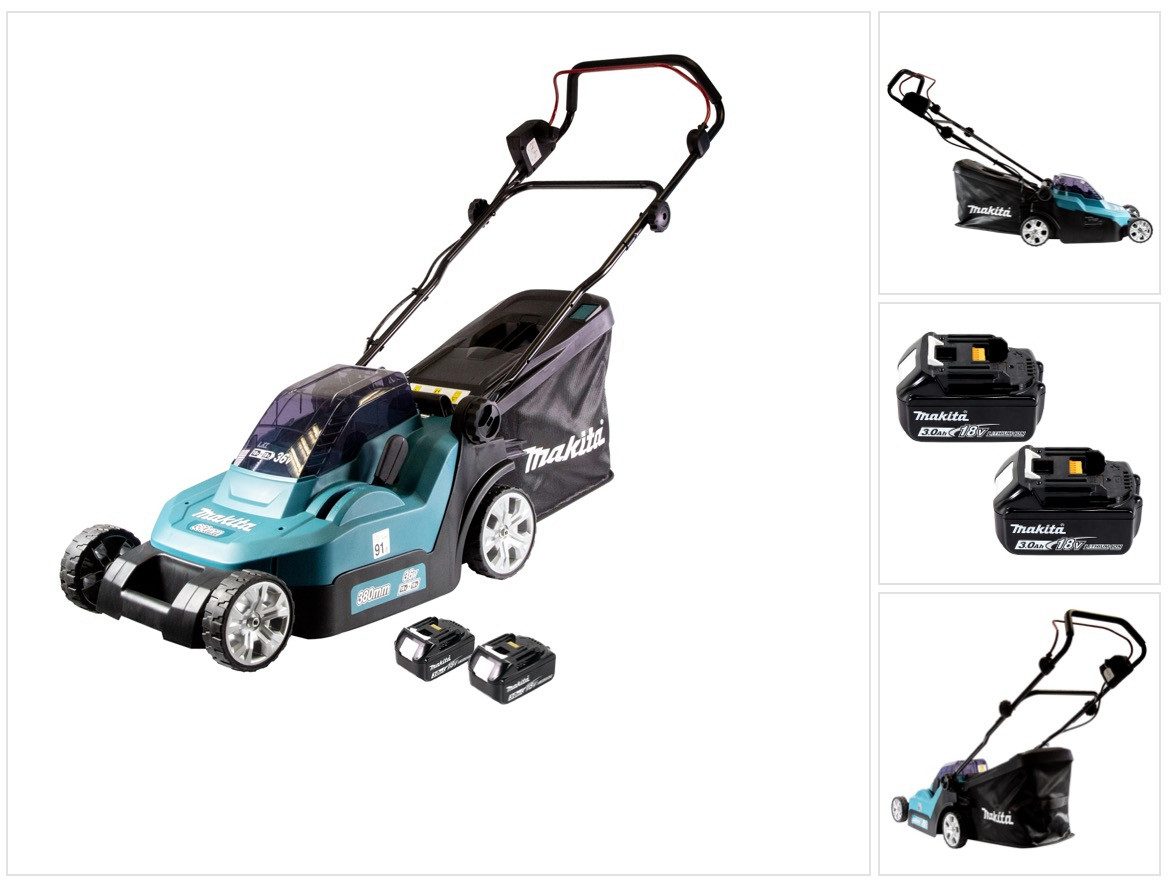 Makita Akkurasenmäher DLM 382 F2 Akku Rasenmäher 36 V (2x 18 V) 38 cm 40 l