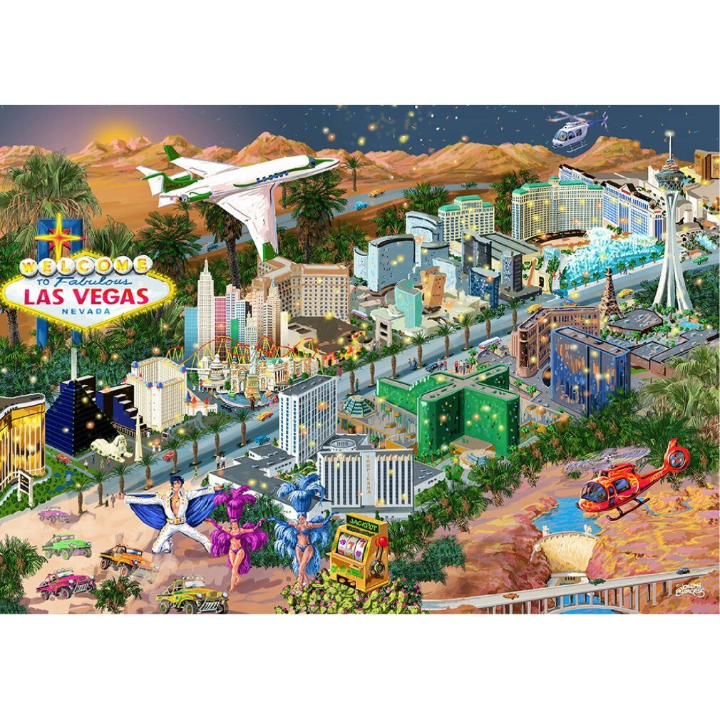 Wooden City Puzzle Holzpuzzle Willkommen in Las Vegas 2in1, 505 Teile ECO, Puzzleteile