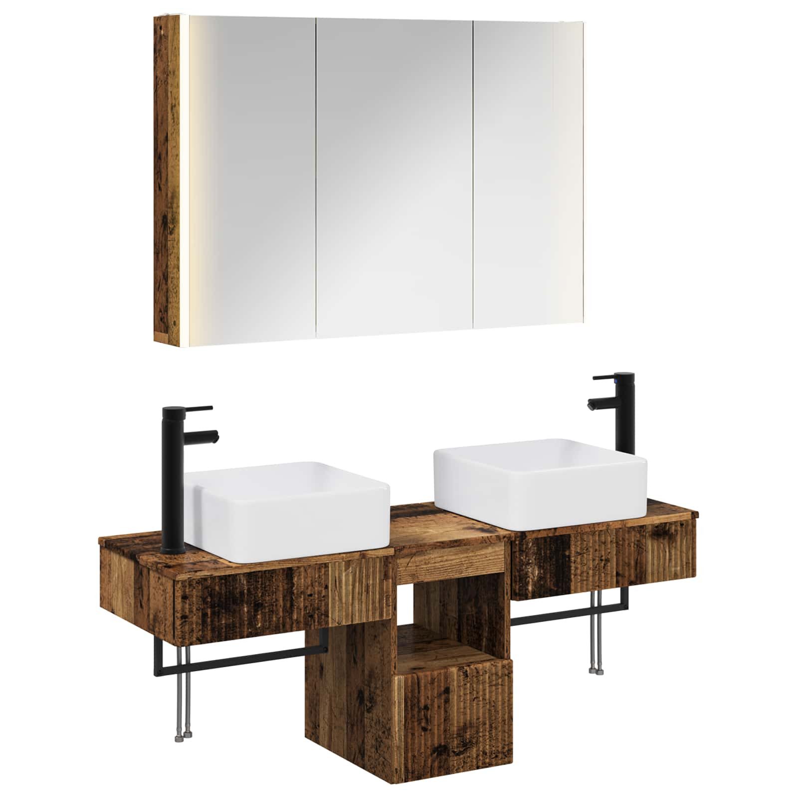 Gartenlounge-Set Badezimmerschrank-Set 4 pcs Altholz 103,5 x 15,5 x 70 cm